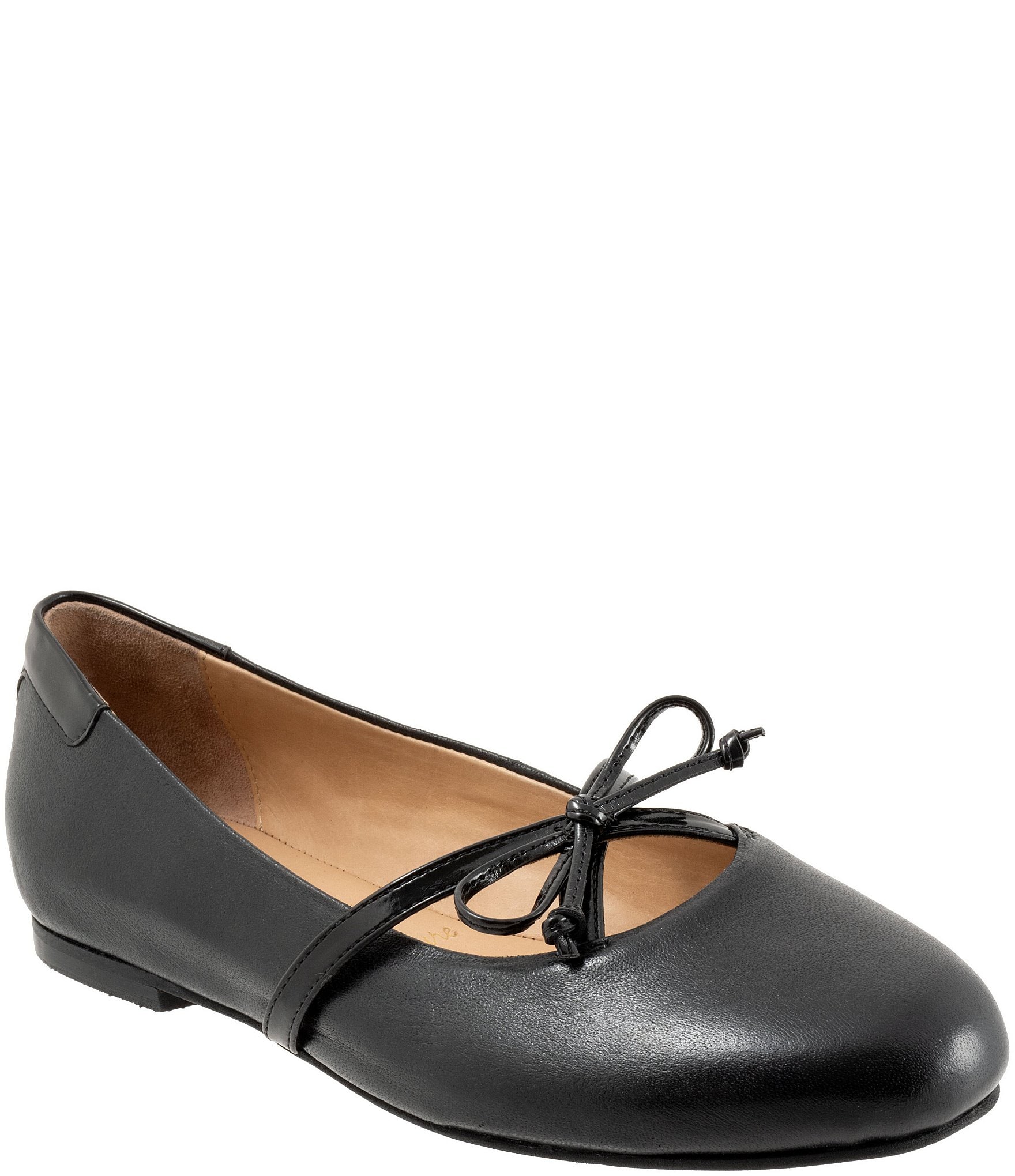 Trotters Carissa Leather Bow Strap Ballerina Flats