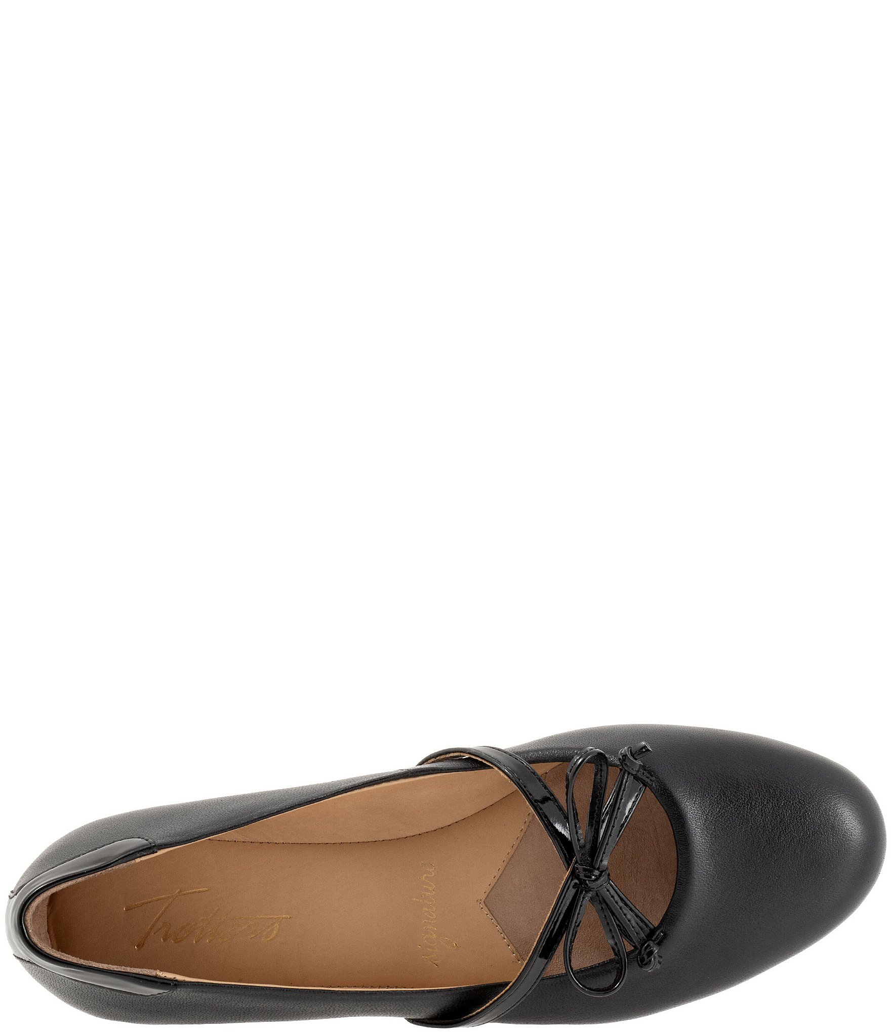 Trotters Carissa Leather Bow Strap Ballerina Flats