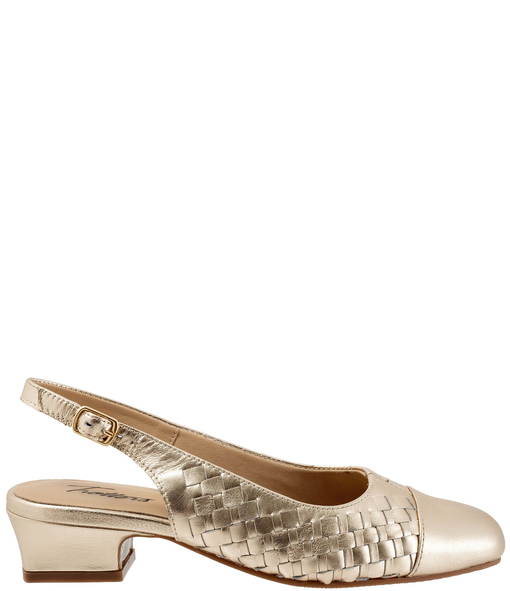 Trotters Dea Woven Leather Slingback Pumps