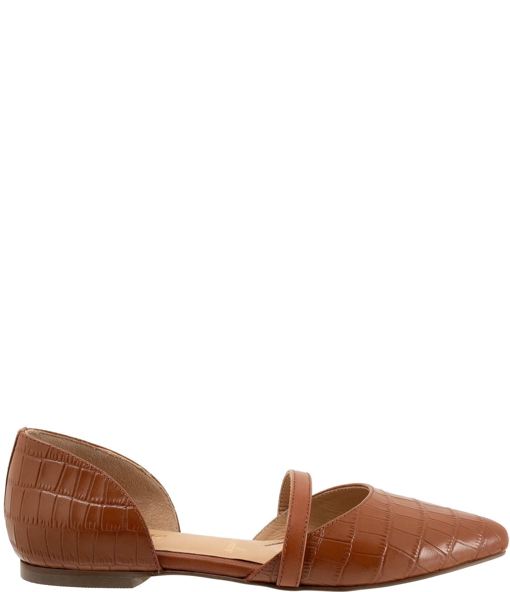 Trotters Emory Croco Embossed Leather Pointed Toe Flats