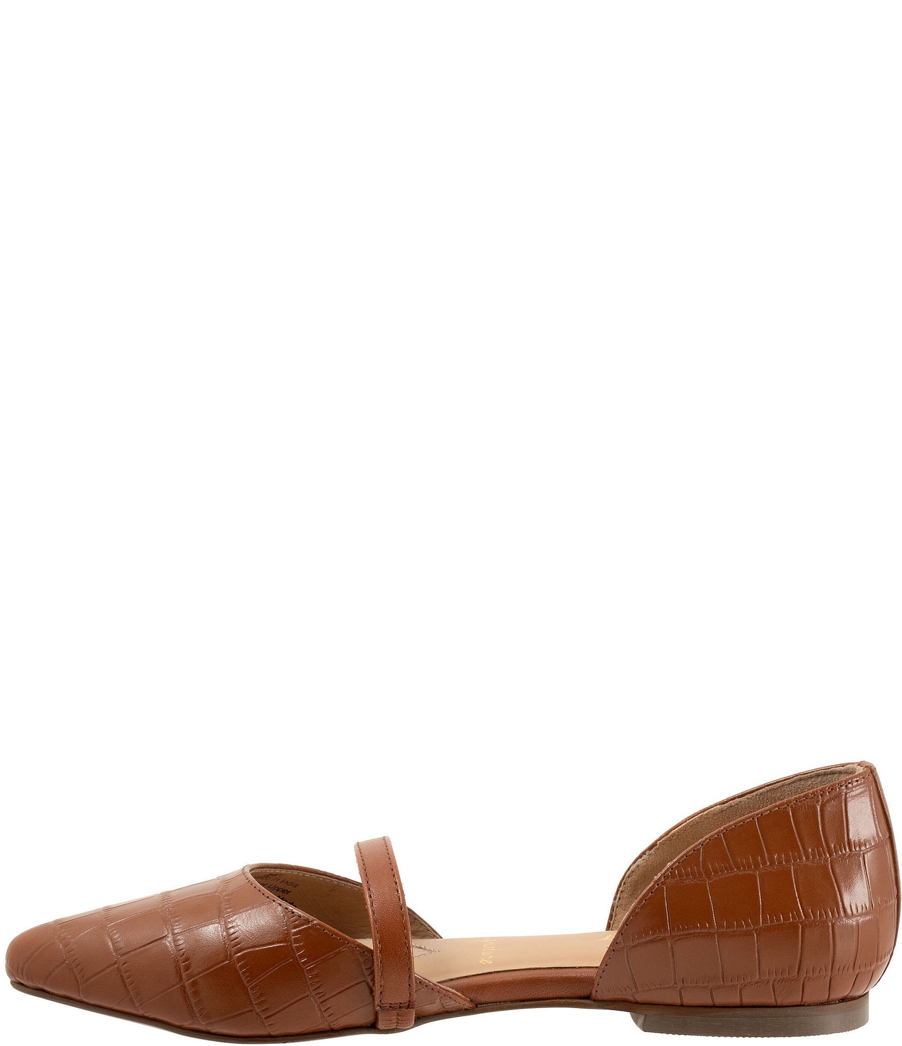 Trotters Emory Croco Embossed Leather Pointed Toe Flats
