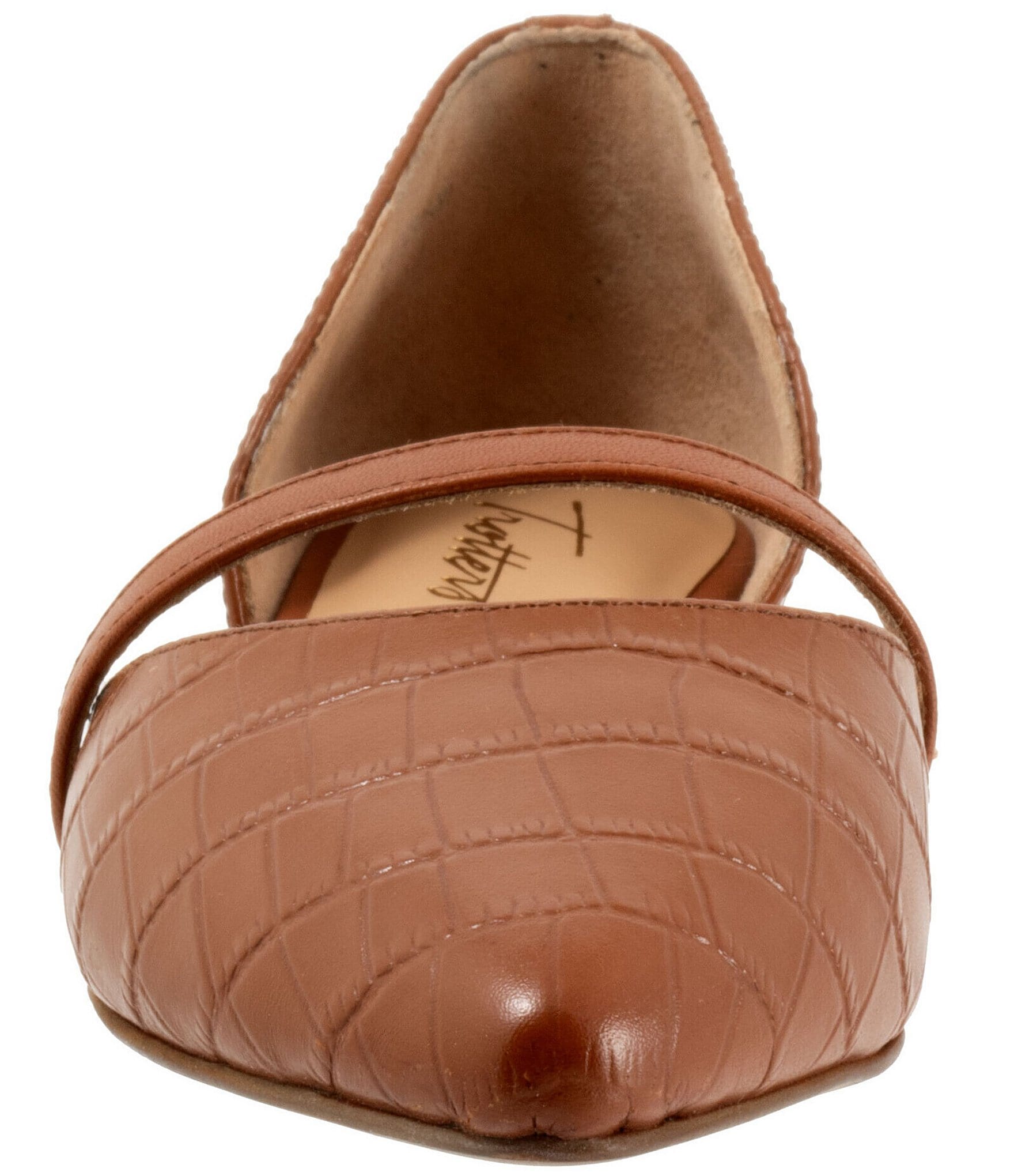Trotters Emory Croco Embossed Leather Pointed Toe Flats