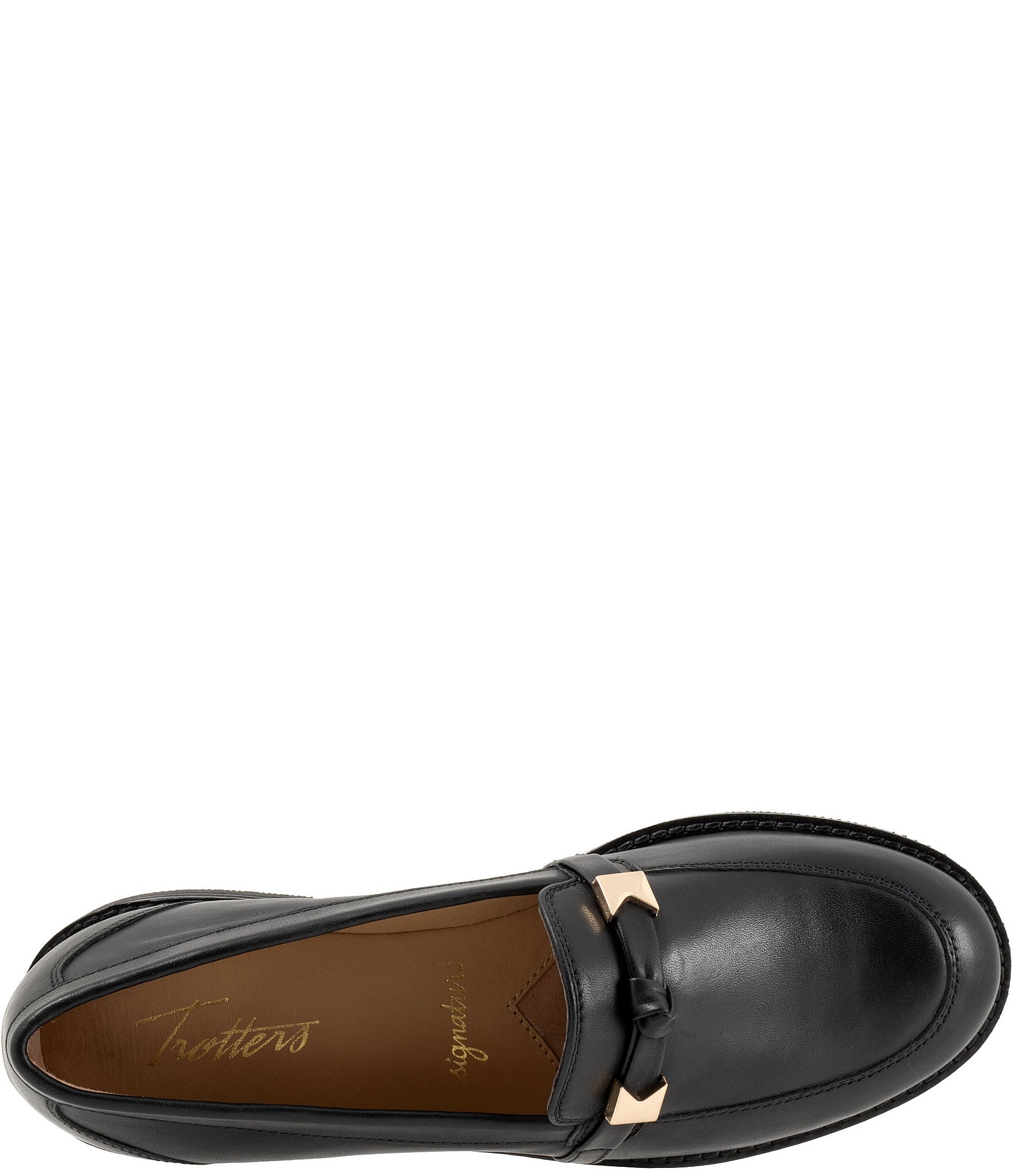Trotters Femi Leather Bow Hardware Detail Loafers