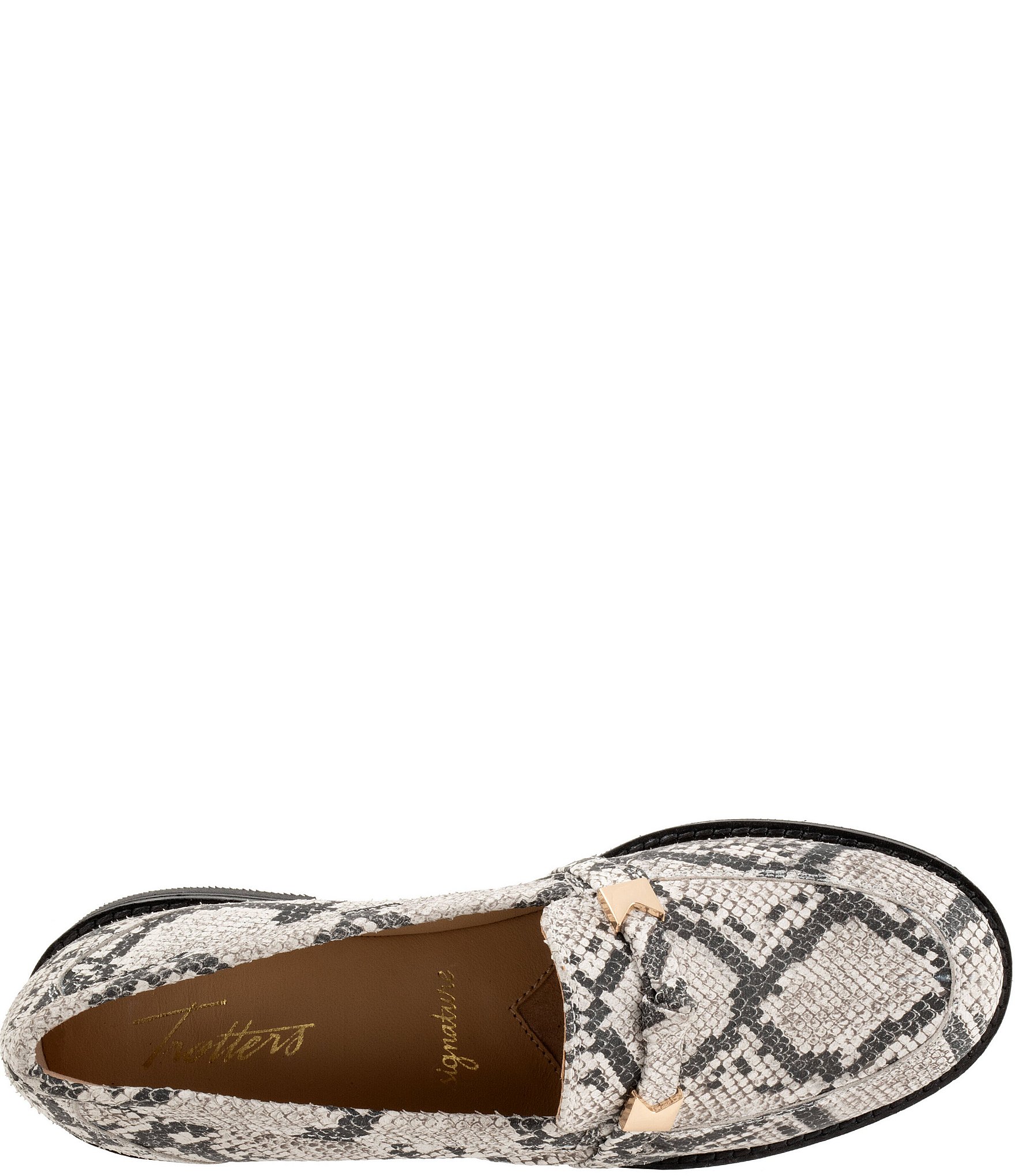 Trotters Femi Snake Print Leather Bow Hardware Detail Loafers