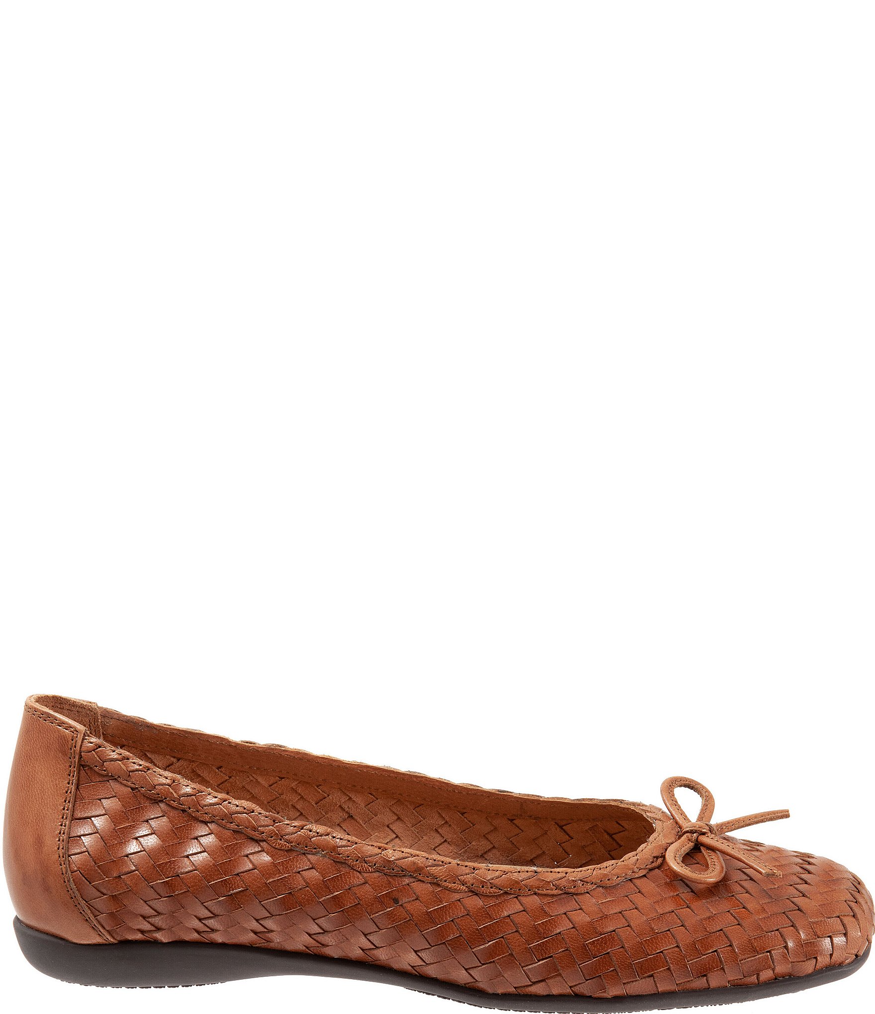 Trotters Gillian Woven Leather Bow Square Toe Ballet Flats