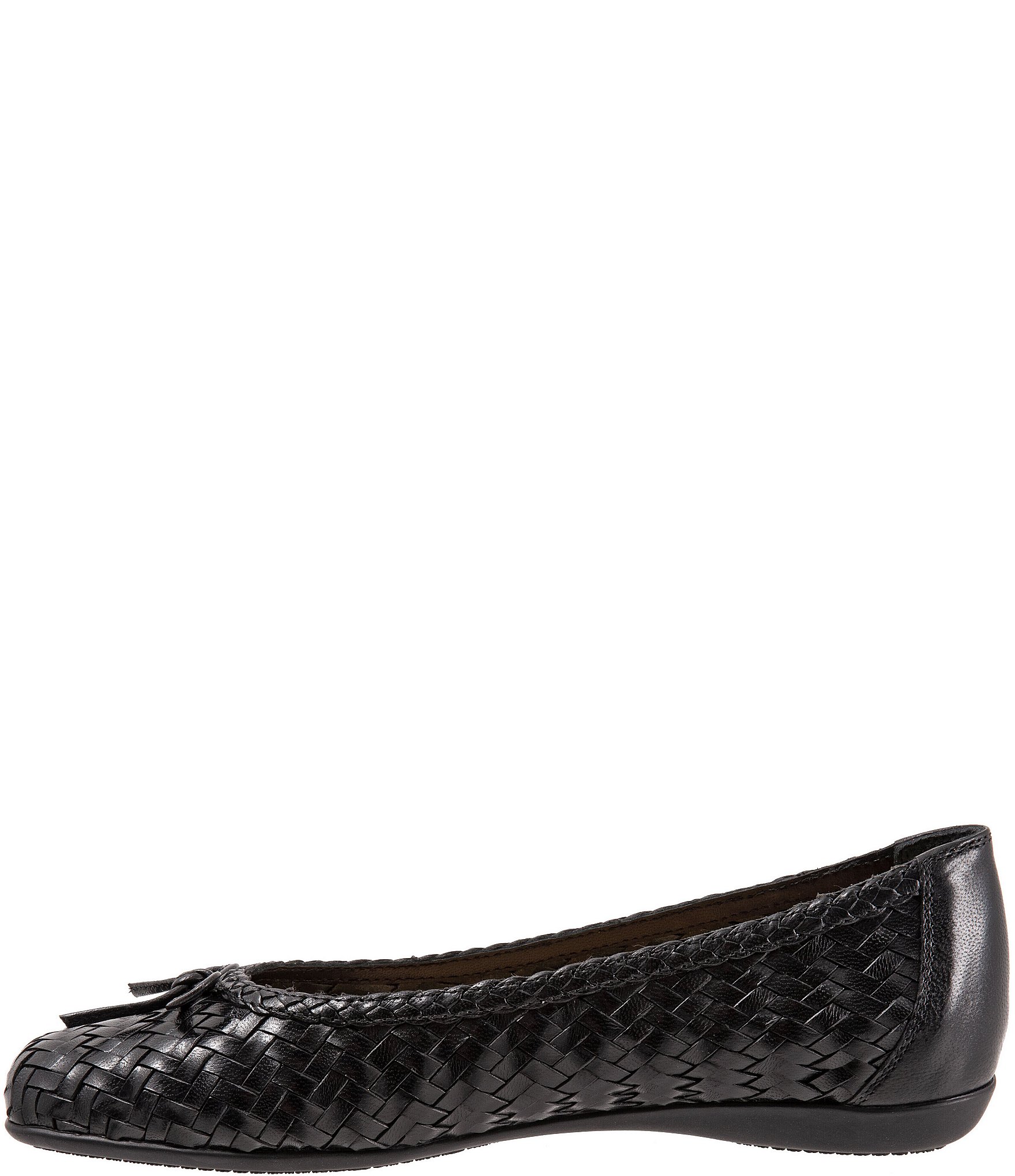 Trotters Gillian Woven Leather Bow Square Toe Ballet Flats