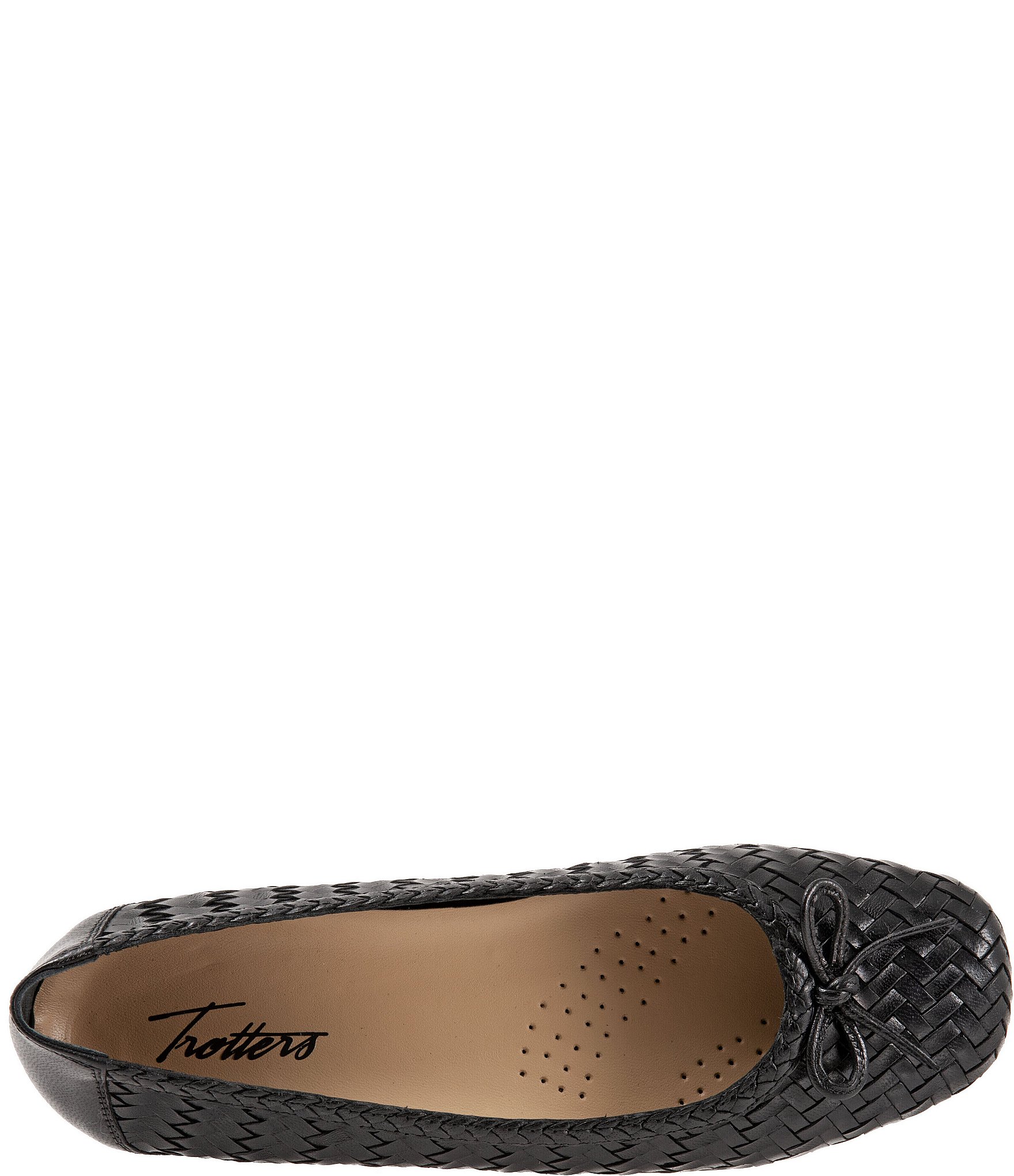 Trotters Gillian Woven Leather Bow Square Toe Ballet Flats