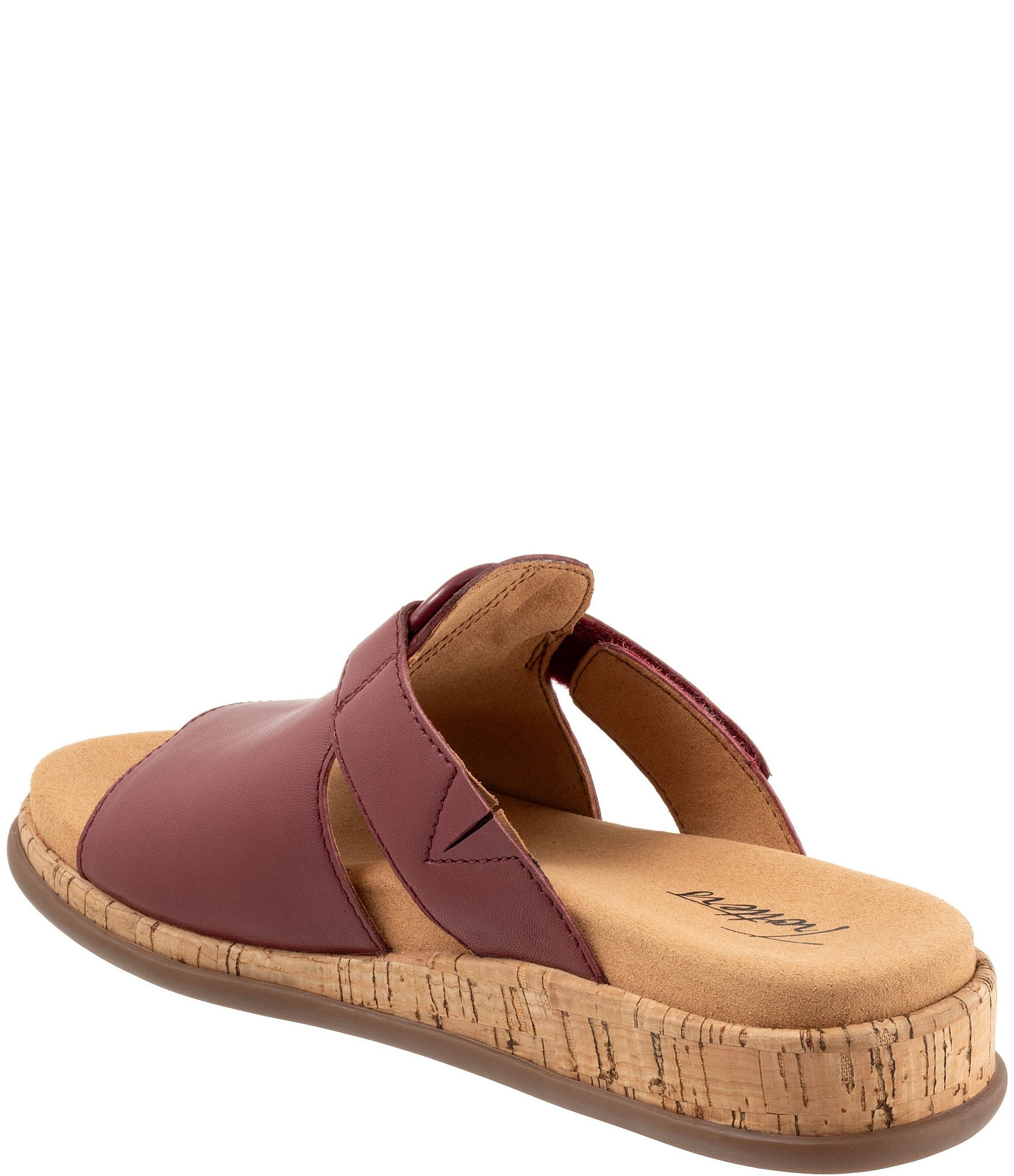 Trotters Ginnie Leather Cork Wedge Slide Sandals