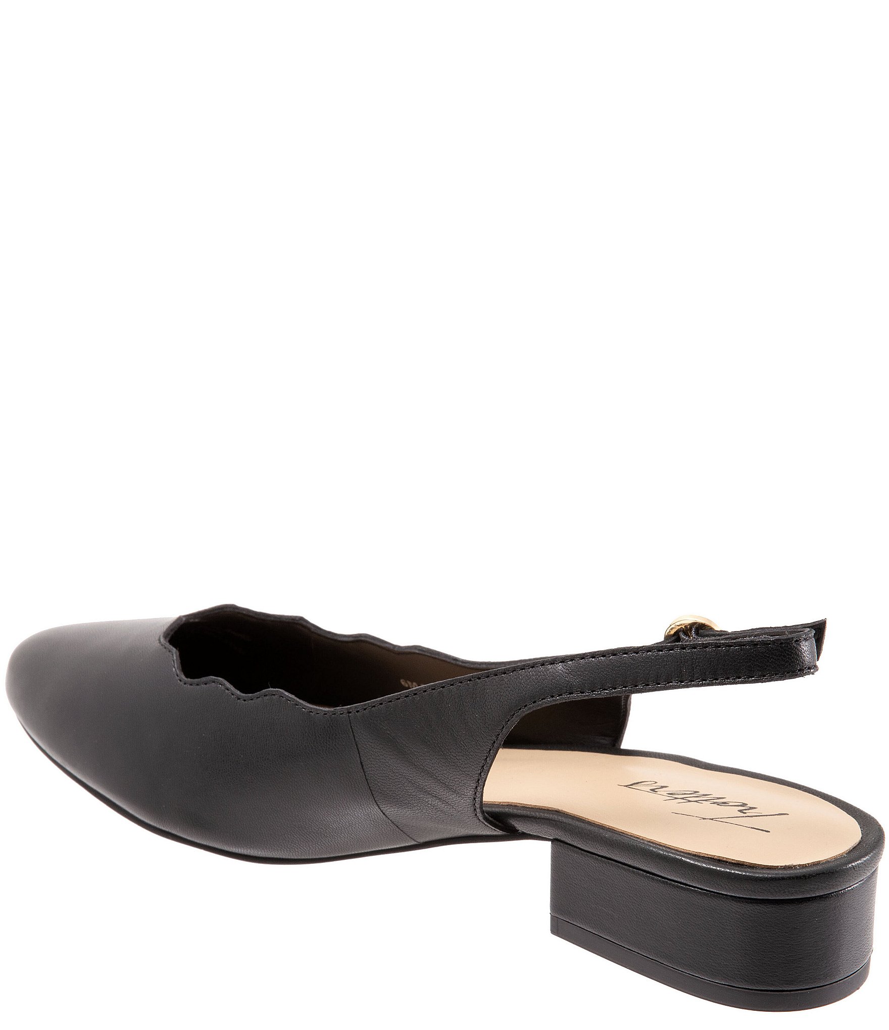 Trotters Joselyn Scalloped Leather Block Heel Slingback Pumps