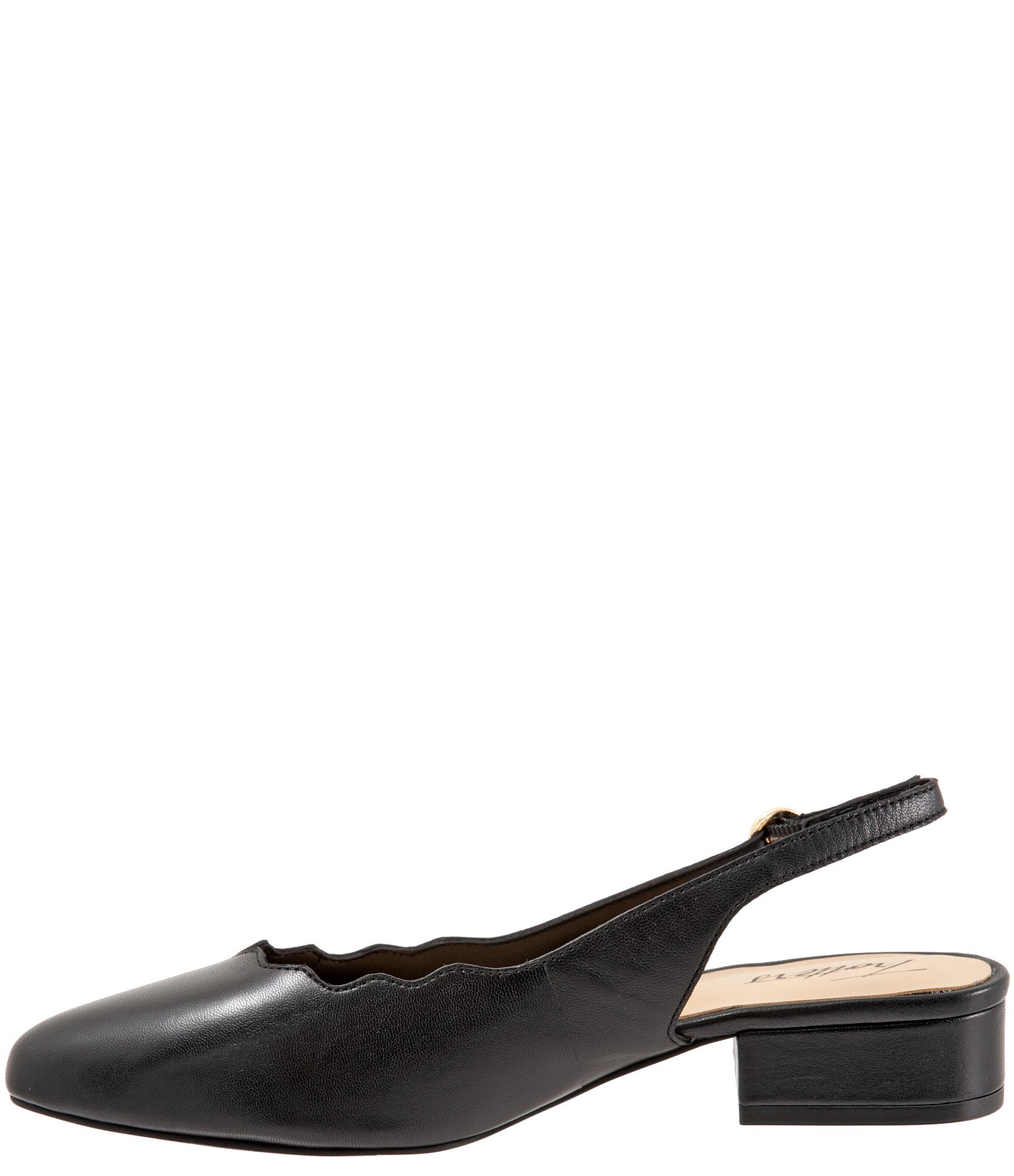 Trotters Joselyn Scalloped Leather Block Heel Slingback Pumps