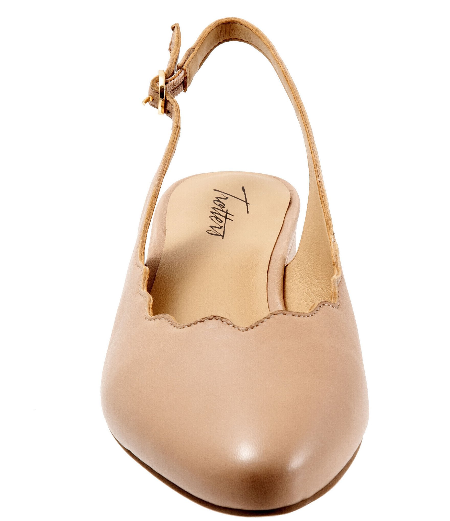Trotters Joselyn Scalloped Leather Block Heel Slingback Pumps