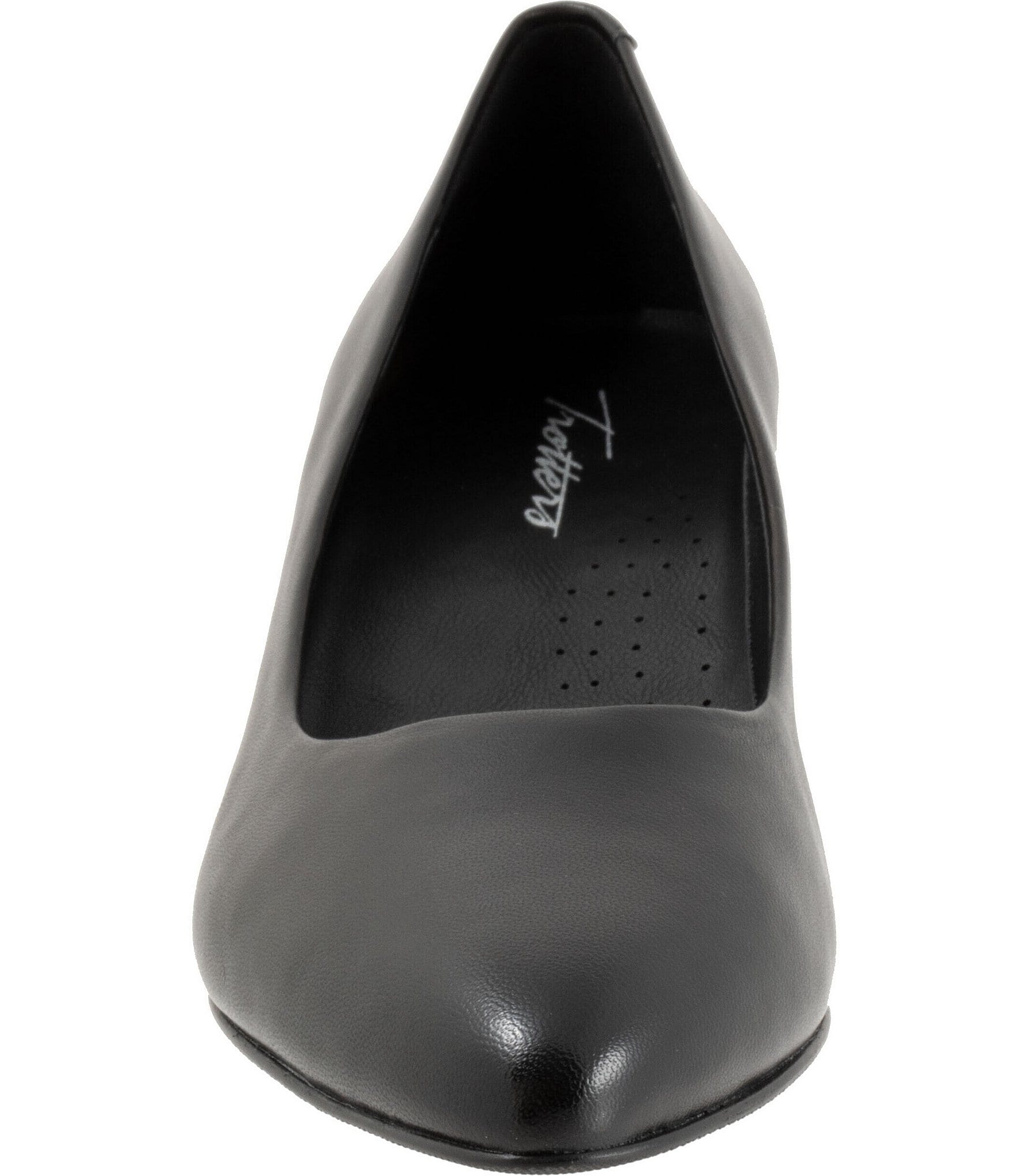 Trotters Kate Leather Pointed Toe Kitten Heel Pumps