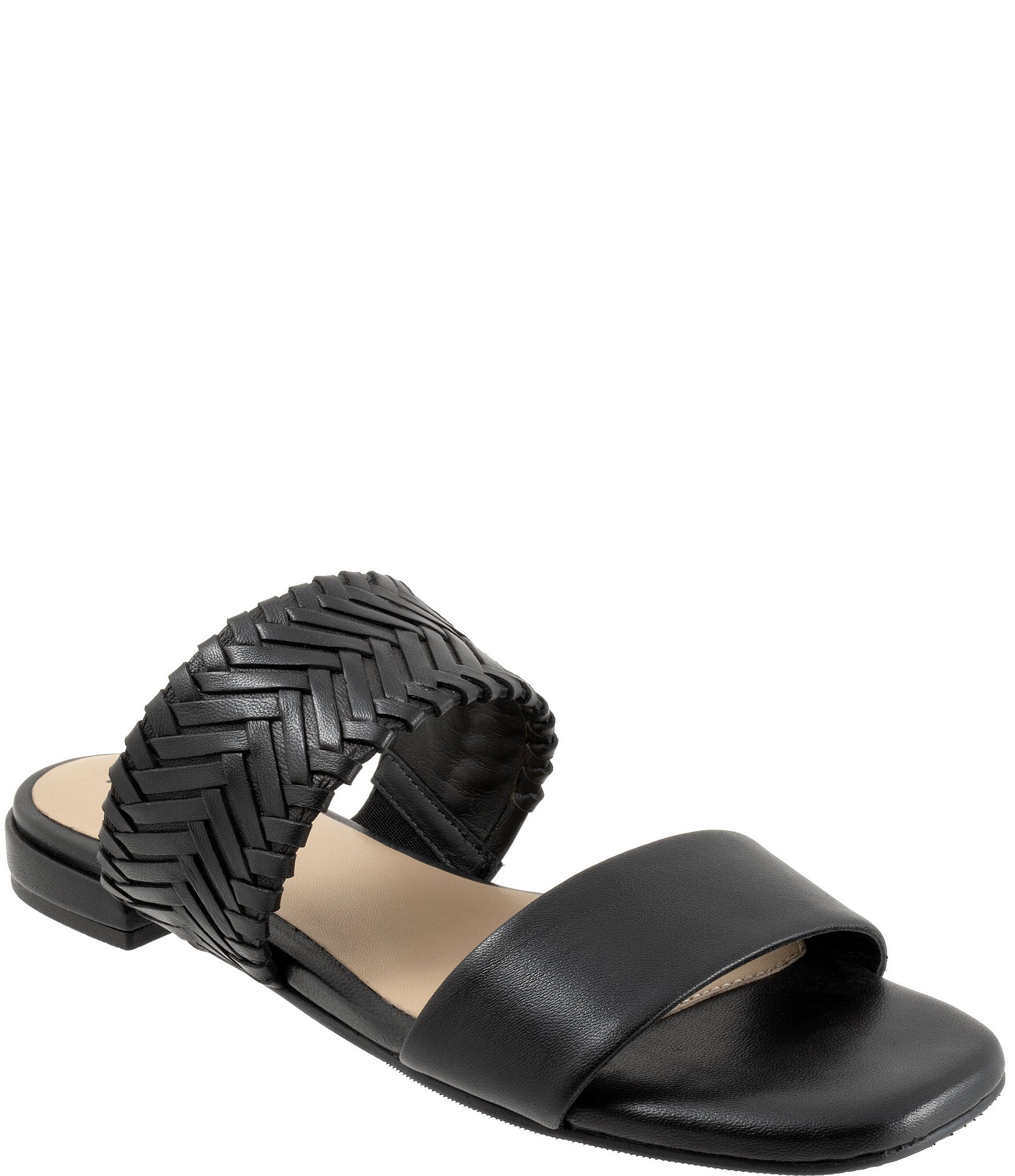 Trotters Nalane Leather Herringbone Weave Flat Sandals | Dillard's