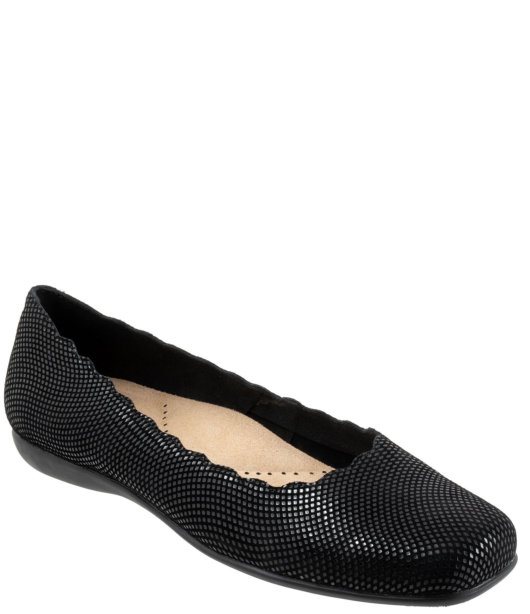 Trotters Sabine Mini Dot Print Leather Scalloped Slip-Ons | Dillard's