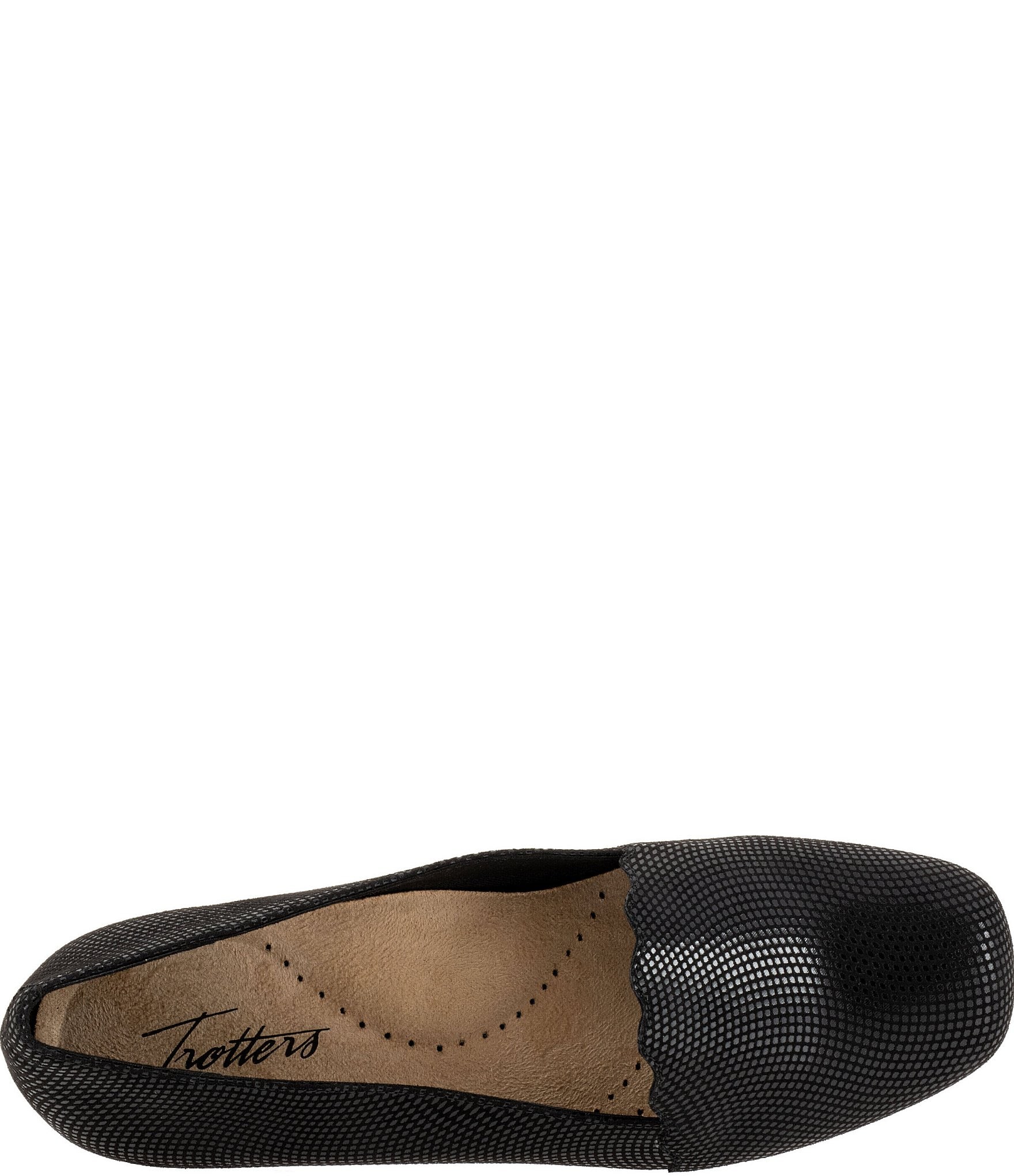 Trotters Sage Mini Dot Scalloped Detail Slip-Ons