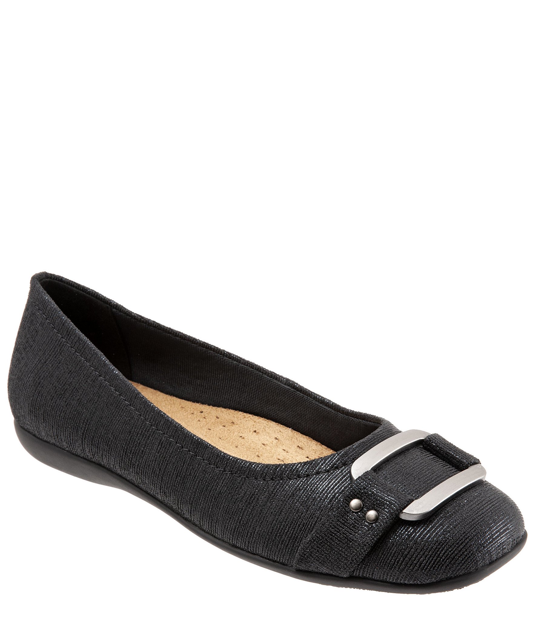 Trotters Sizzle Signature Metal Ornament Buckle Ballet Flats | Dillard's