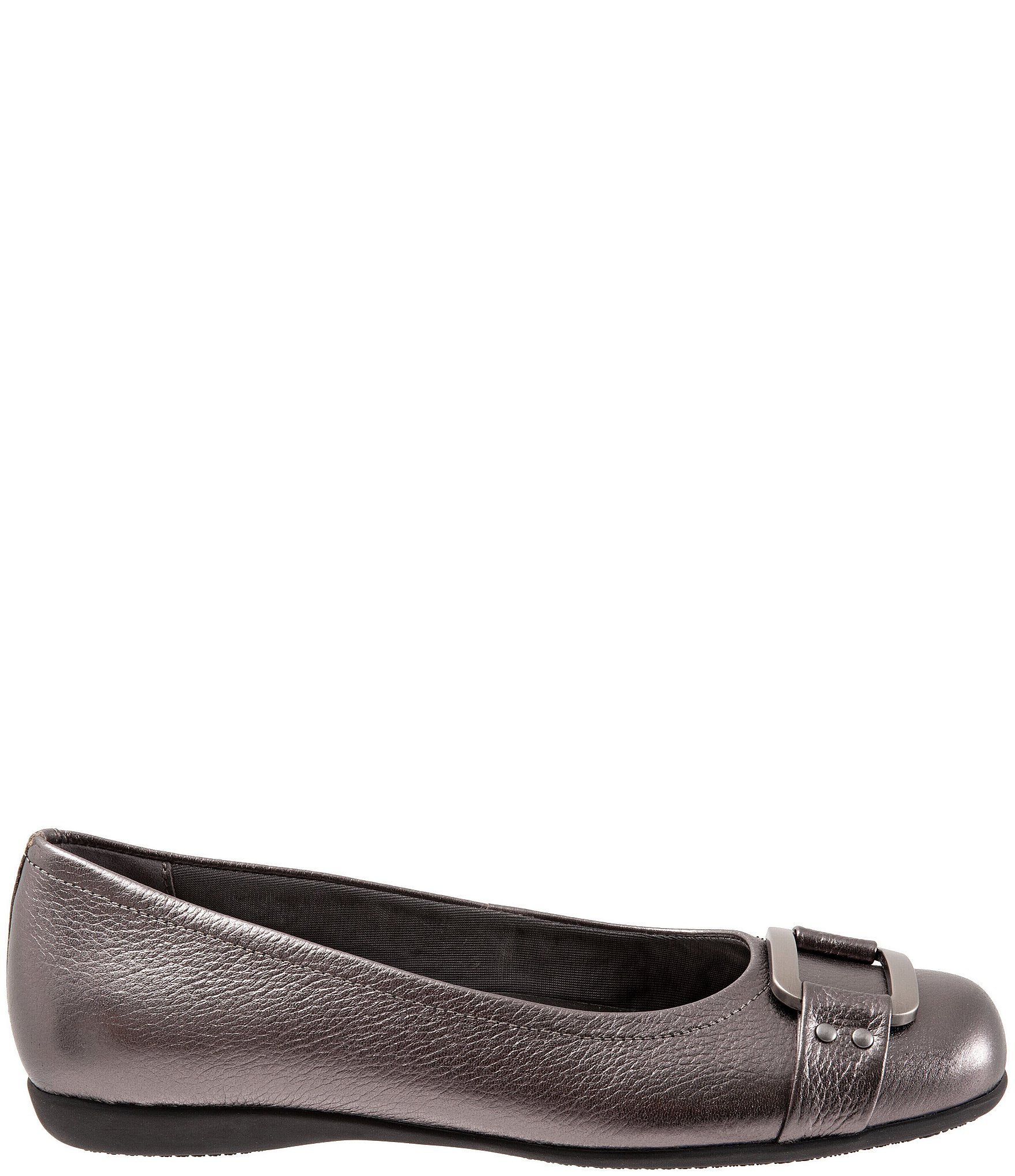 Trotters Sizzle Signature Leather Buckle Ornament Ballet Flats