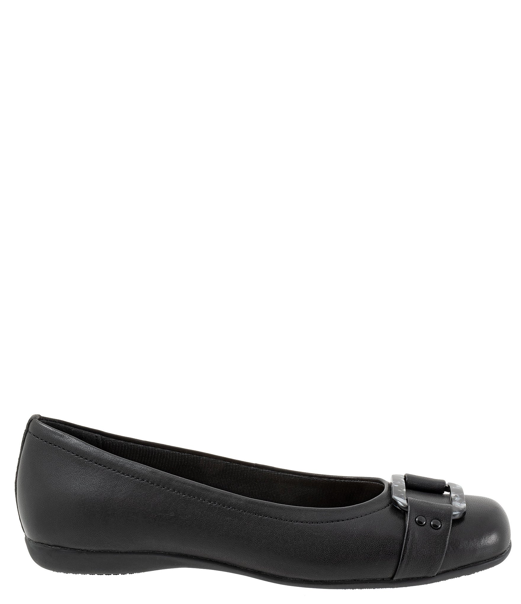 Trotters Sizzle Signature Leather Buckle Ornament Ballet Flats