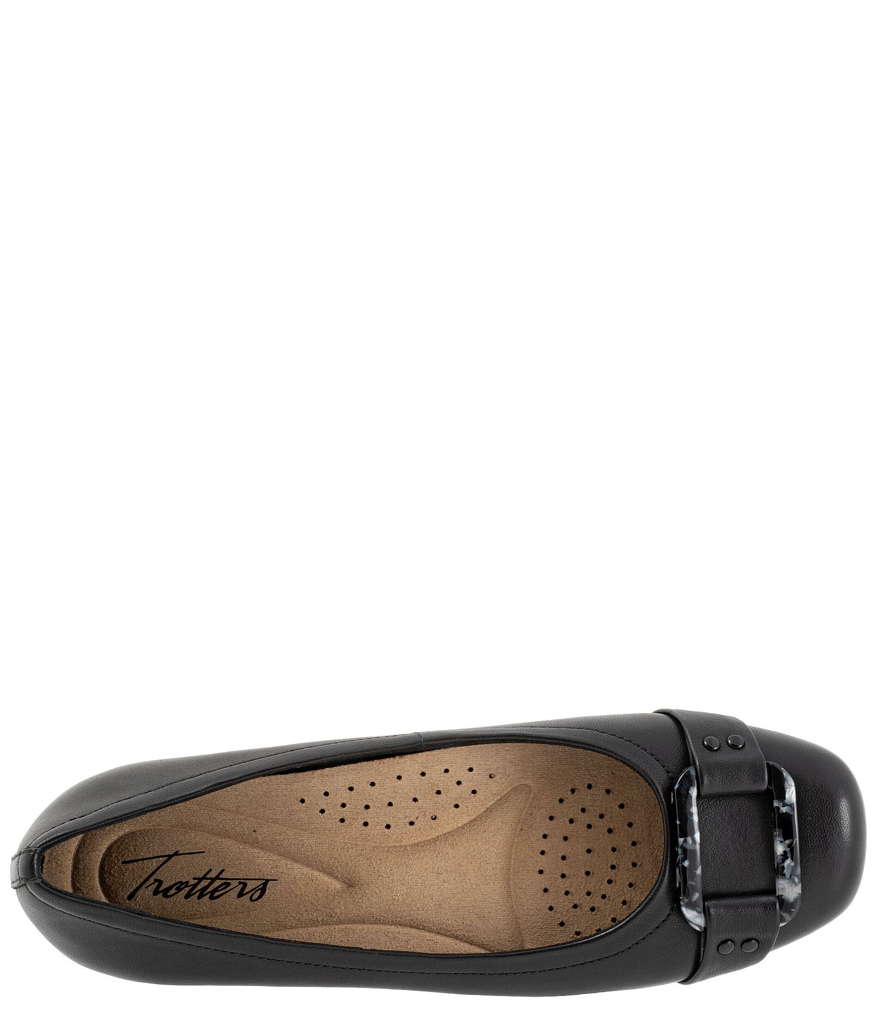 Trotters Sizzle Signature Leather Buckle Ornament Ballet Flats