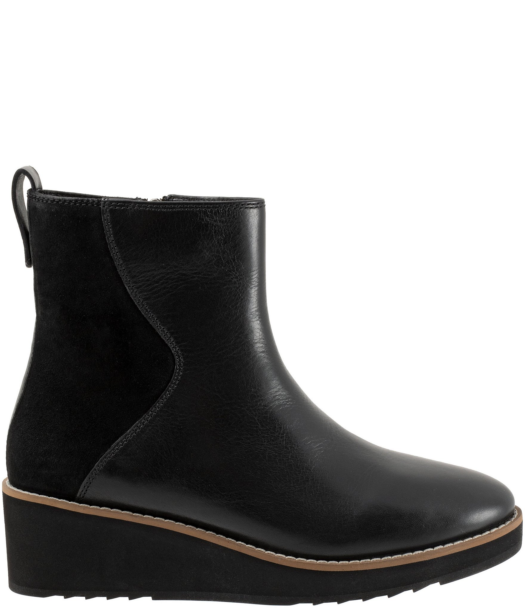 Trotters Wynona Leather and Suede Platform Wedge Booties