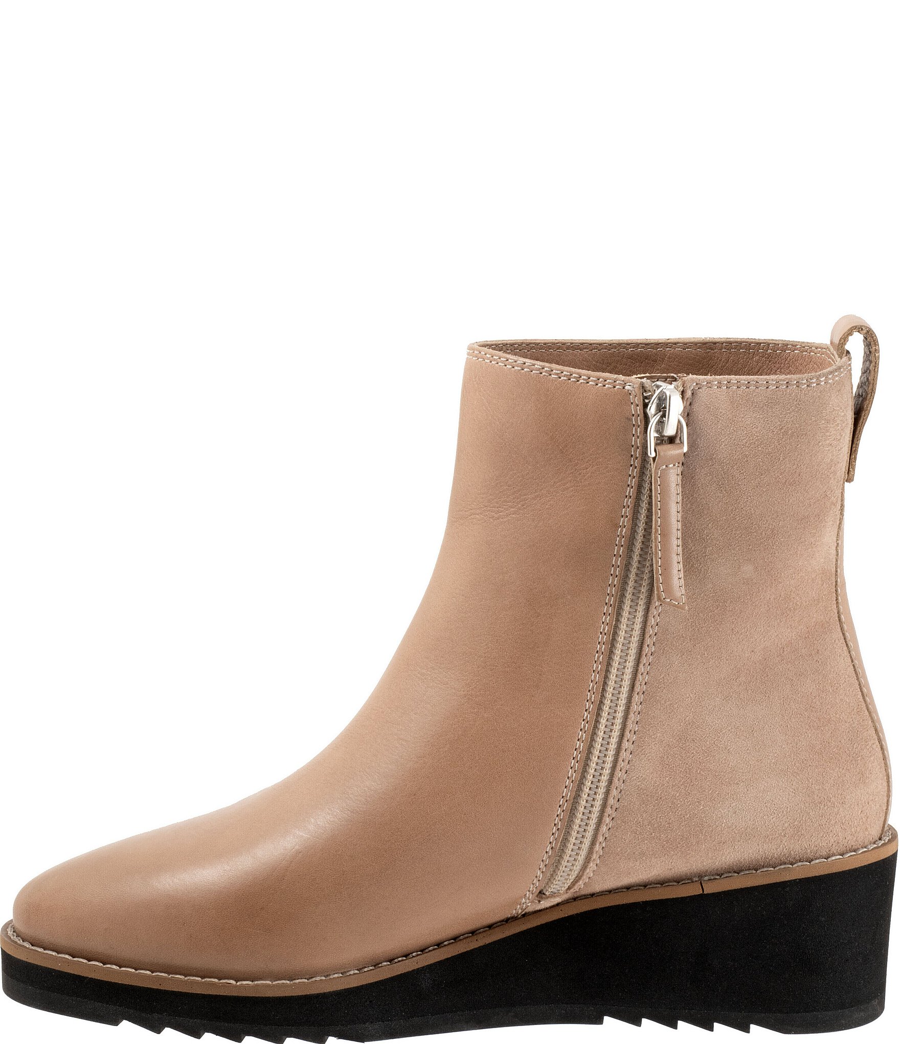 Trotters Wynona Leather and Suede Platform Wedge Booties