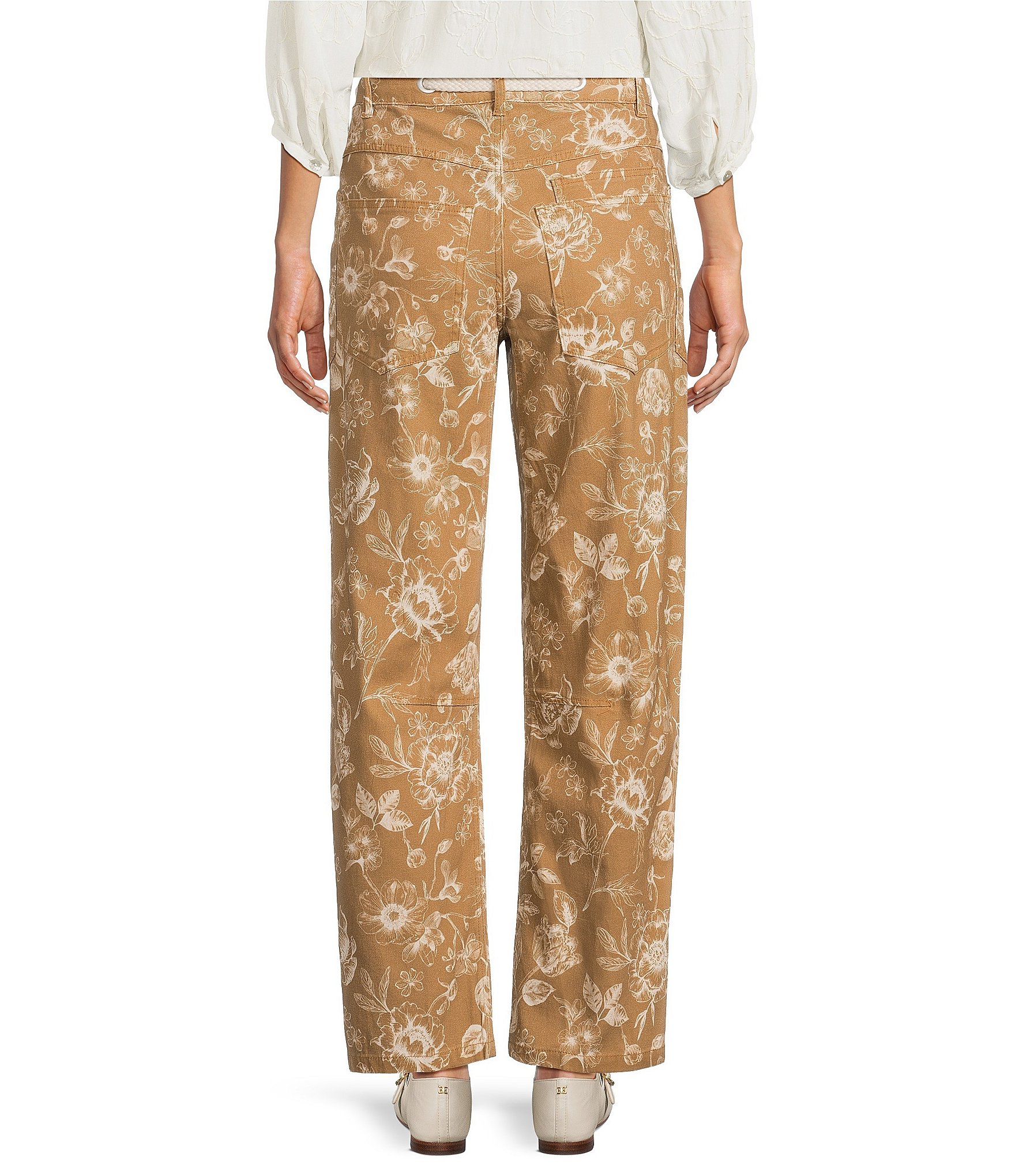 Tru Luxe Jeans Canvas Print Barrel Leg Jeans