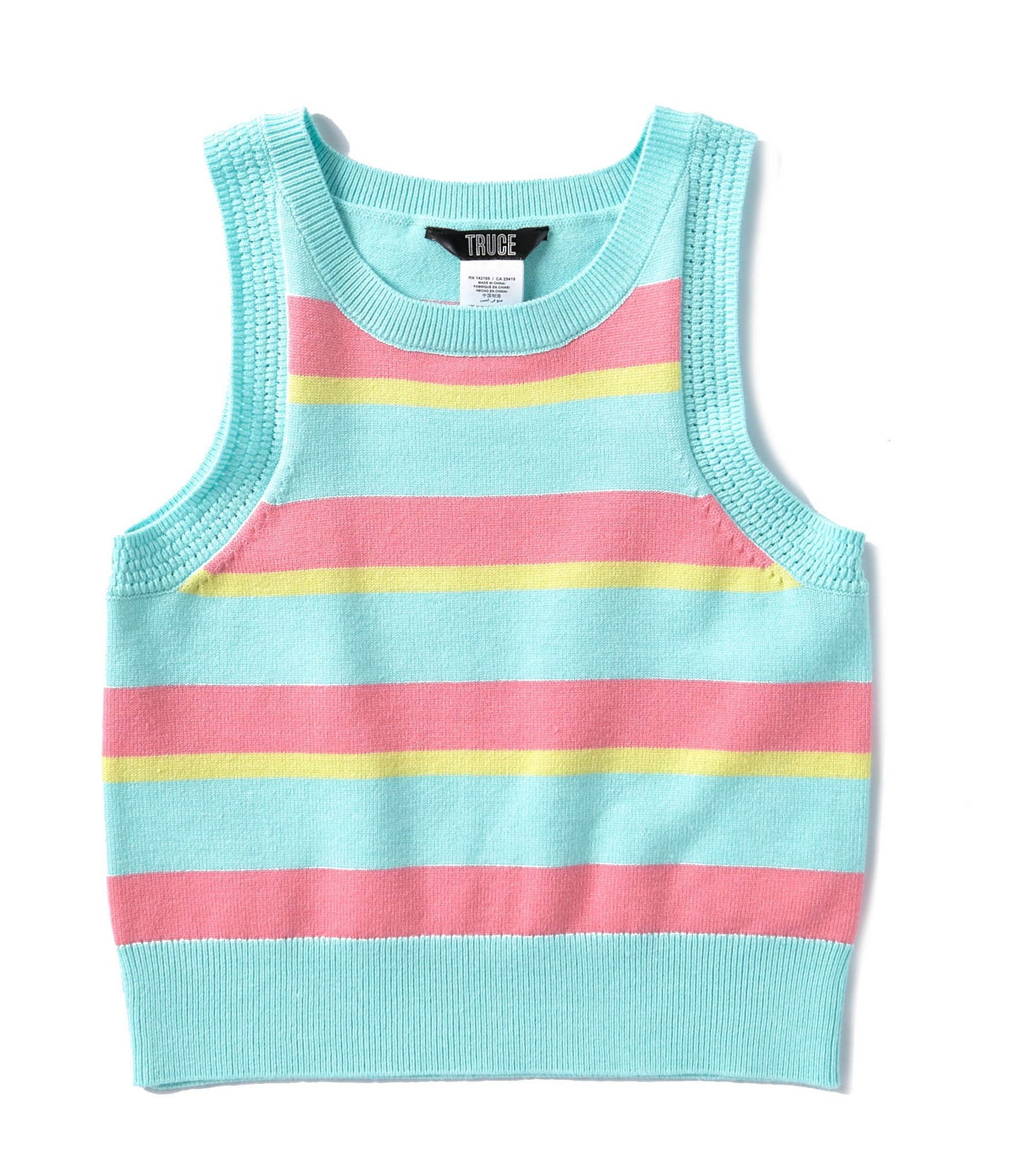 Truce Big Girl 7-16 Striped Sleeveless Sweater