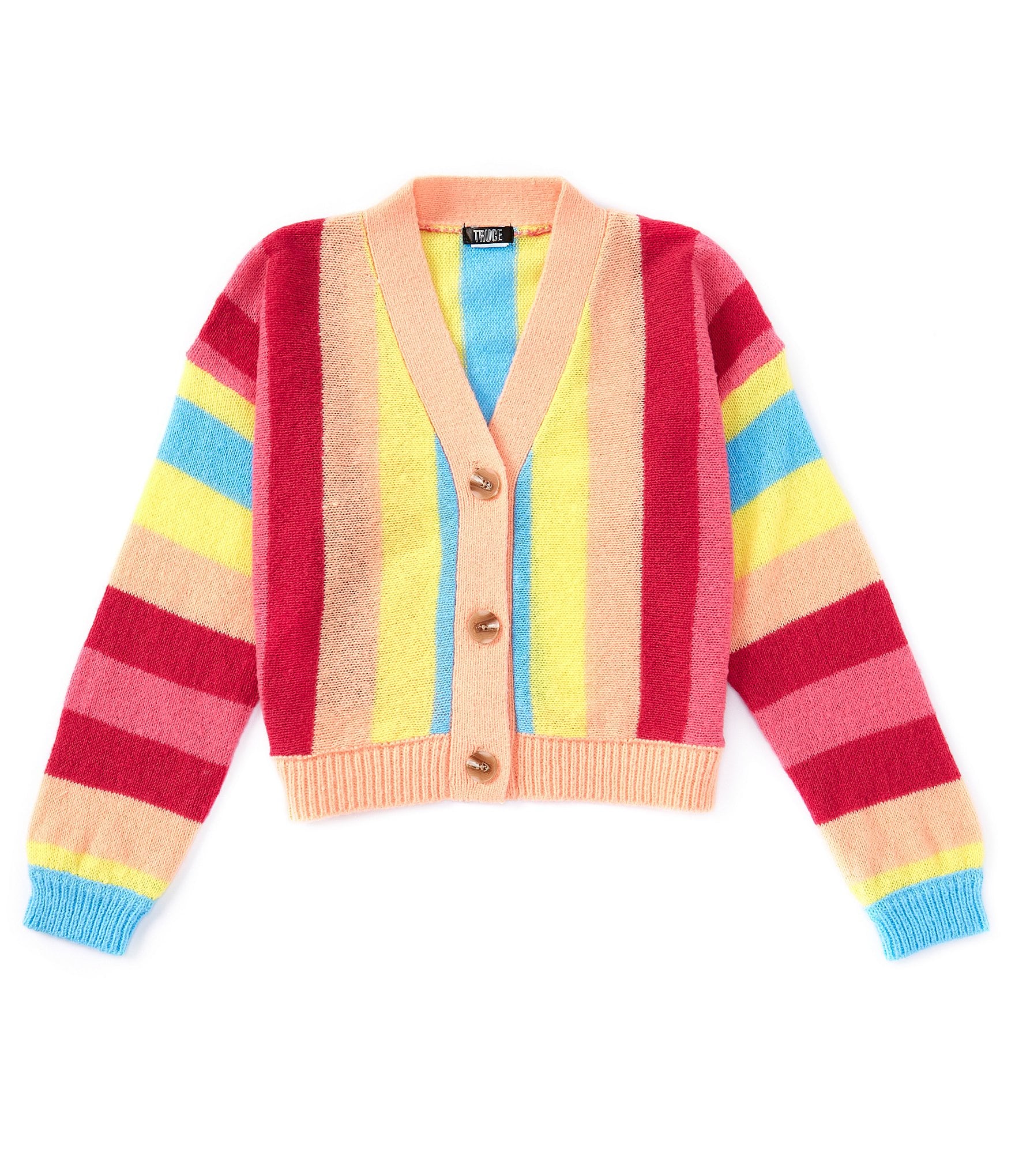 Truce Big Girls 7 16 Long Sleeve Striped Cardigan Dillards