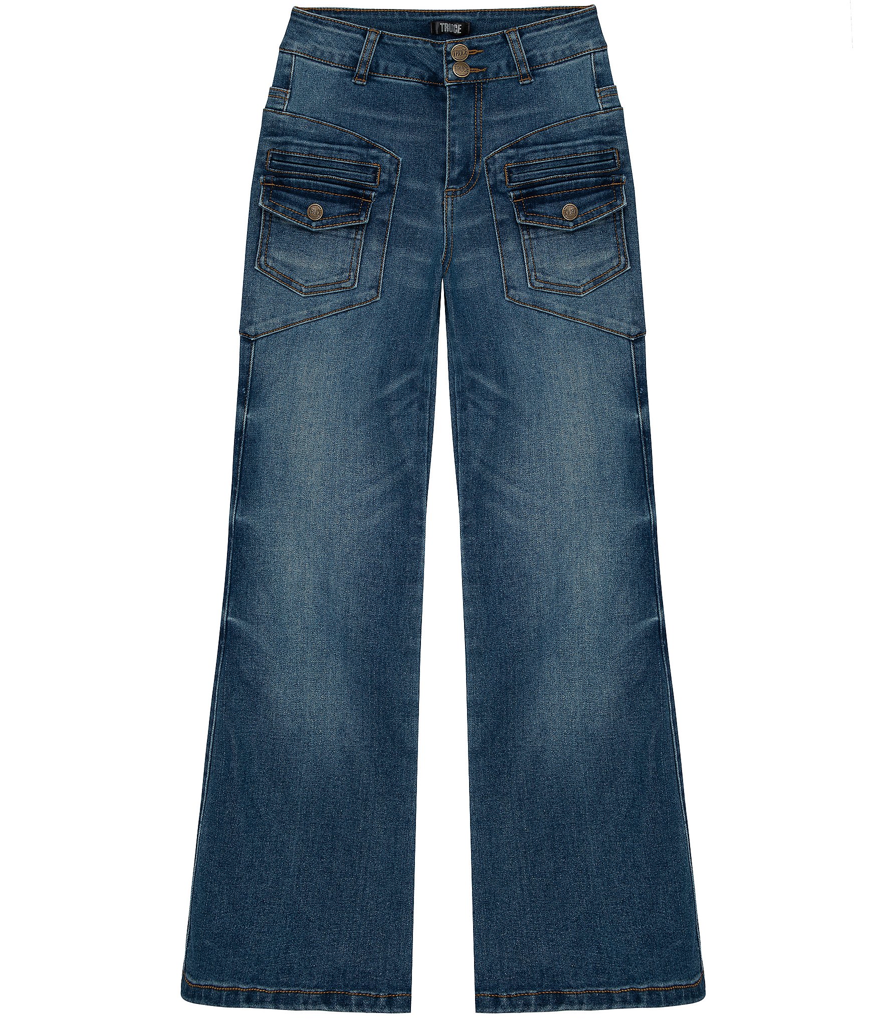 Hippie Girl Big Girls 7-16 Flare Leg Flap Back Pockets Jeans