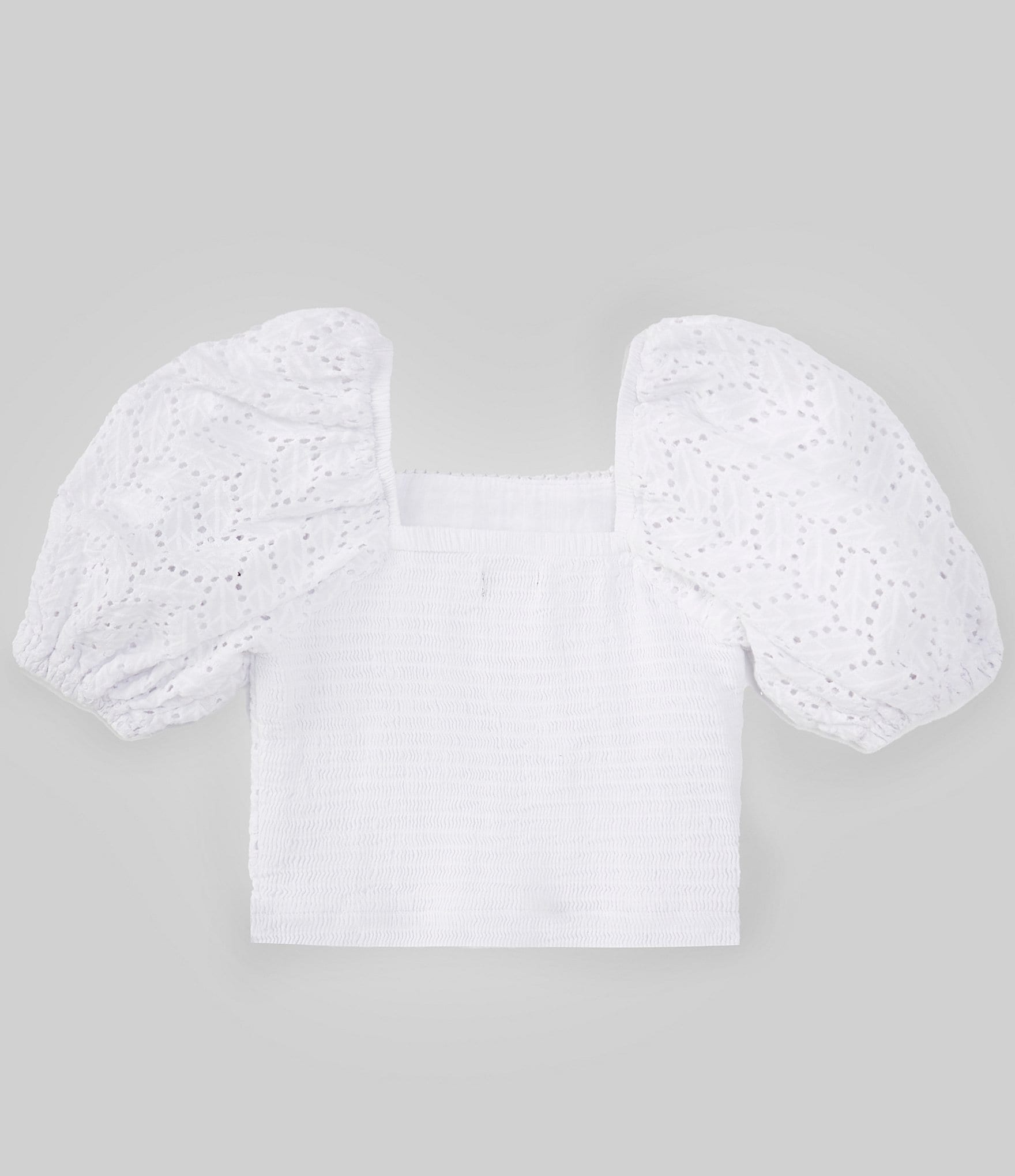 Truce Big Girls 7-16 Puffed-Sleeve Eyelet-Embroidered Top