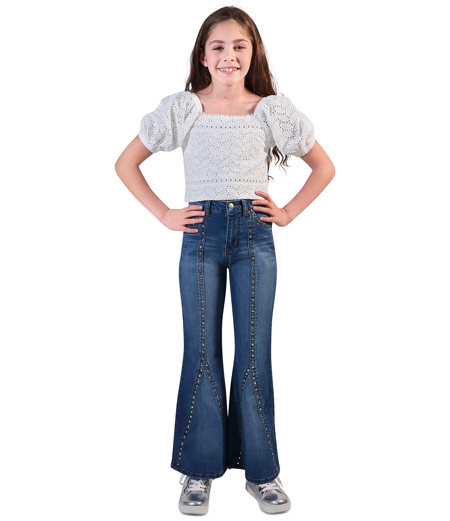 Truce Big Girls 7-16 Puffed-Sleeve Eyelet-Embroidered Top