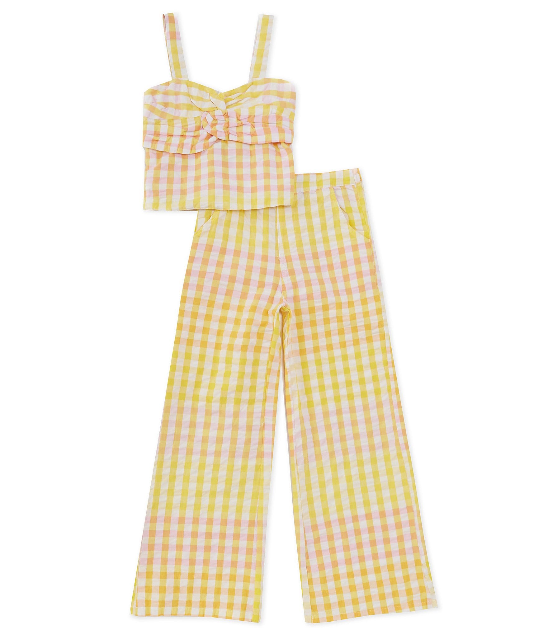 Truce Big Girls 7-16 Sleeveless Gingham Tank Top & Matching Pant Set