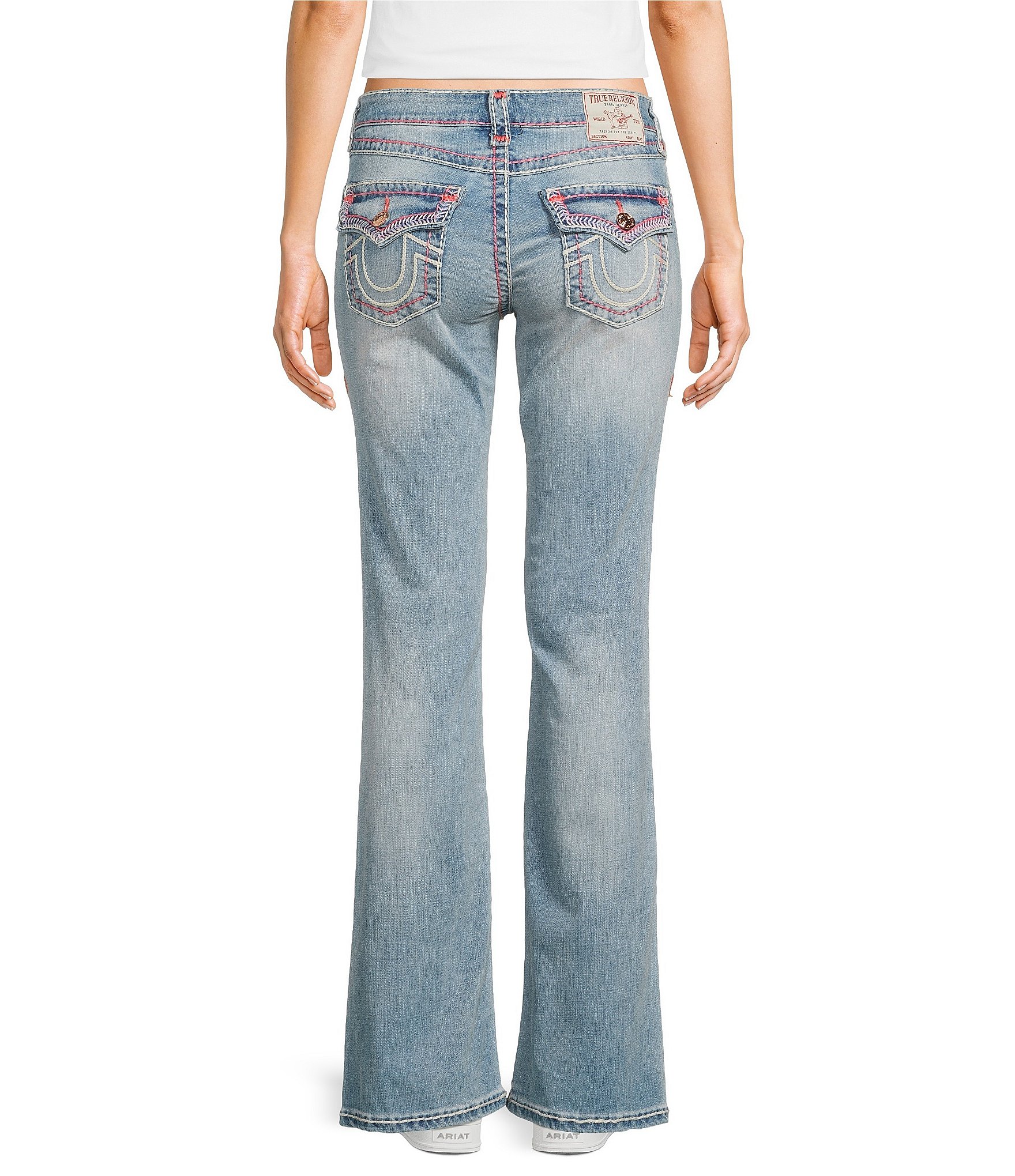 True Religion Becca Mid Rise Super T Flap Bootcut Jeans