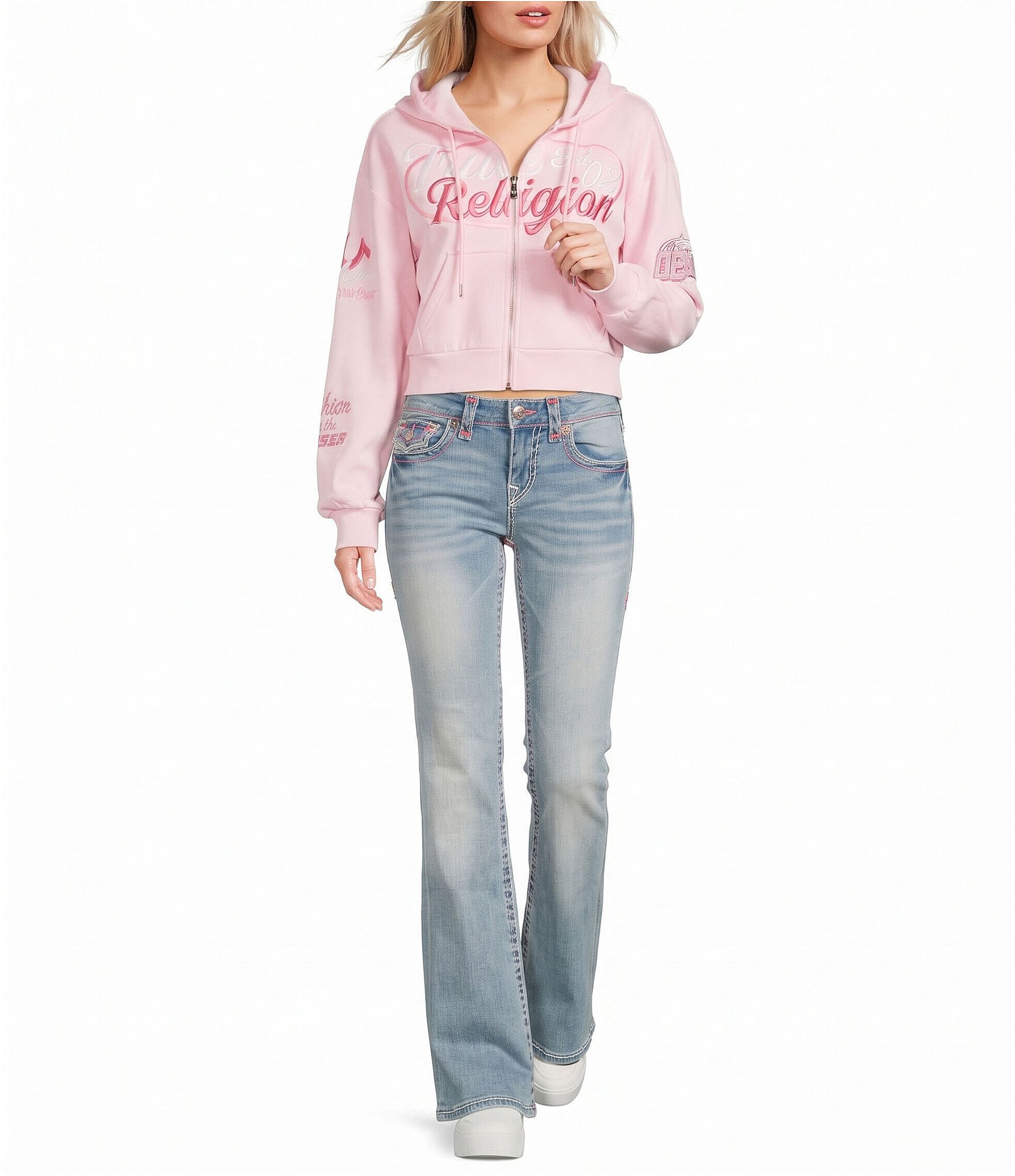 True Religion Becca Mid Rise Super T Flap Bootcut Jeans