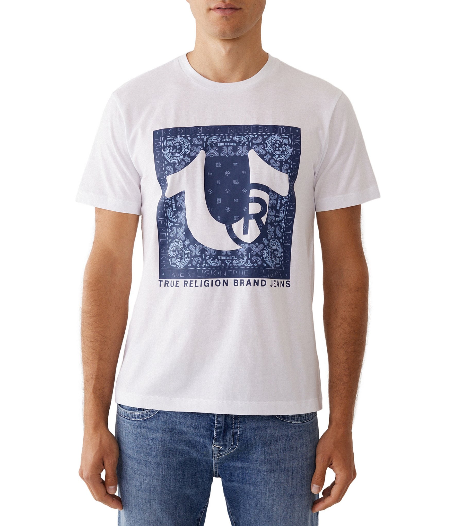True Religion Boxed Paisley Horseshoe Short-Sleeve Graphic T-Shirt ...