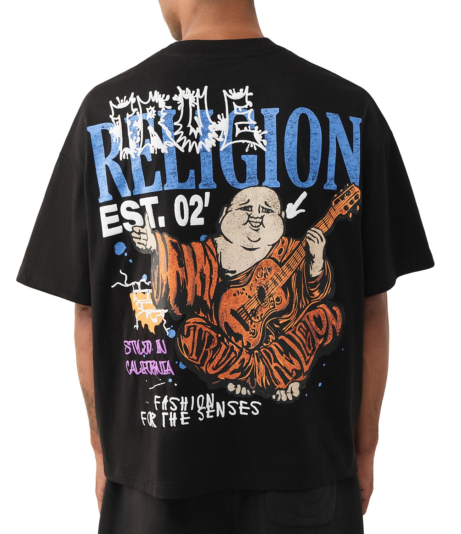 True Religion Concert Buddha Short Sleeve Oversized T-Shirt