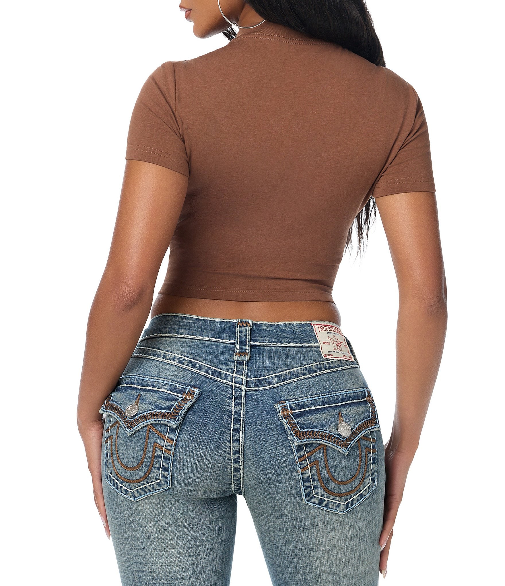 True Religion Crystal Buddha Cropped T-Shirt