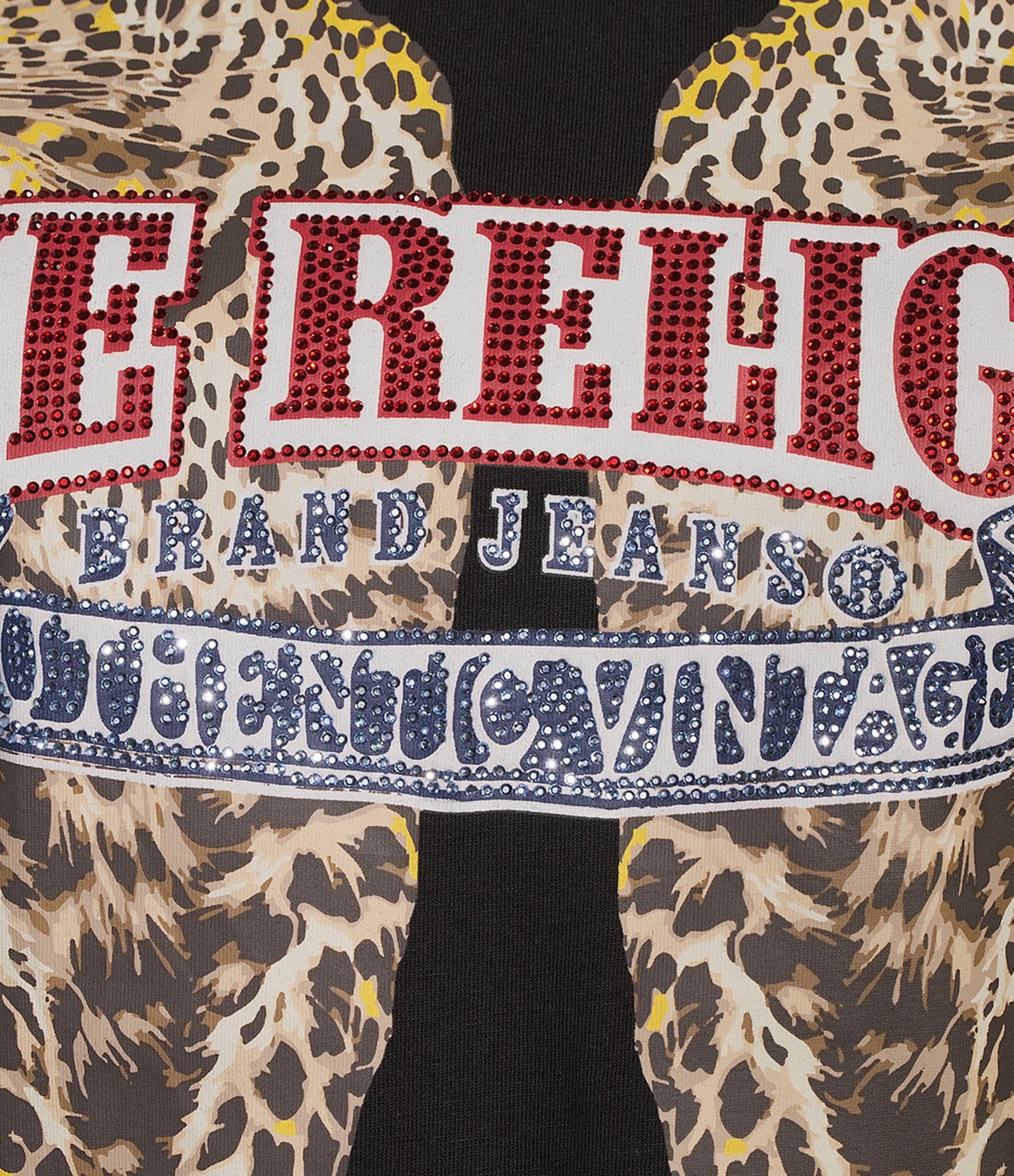 True Religion Crystal Jaguar Graphis Printed Crew Neck Short Sleeve Baby Tee