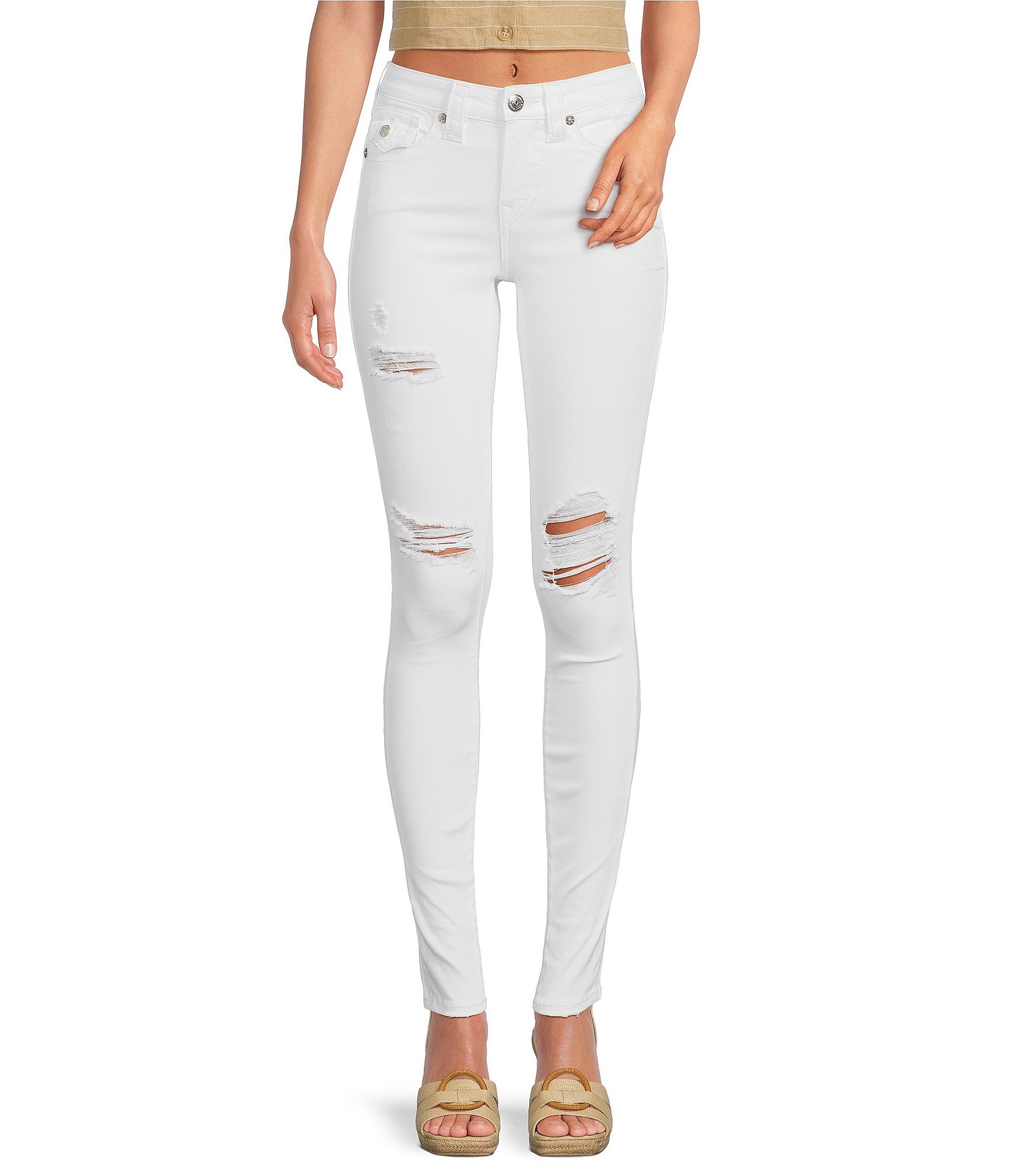 True Religion Jennie Mid Rise Distressed Skinny Jeans | Dillard's