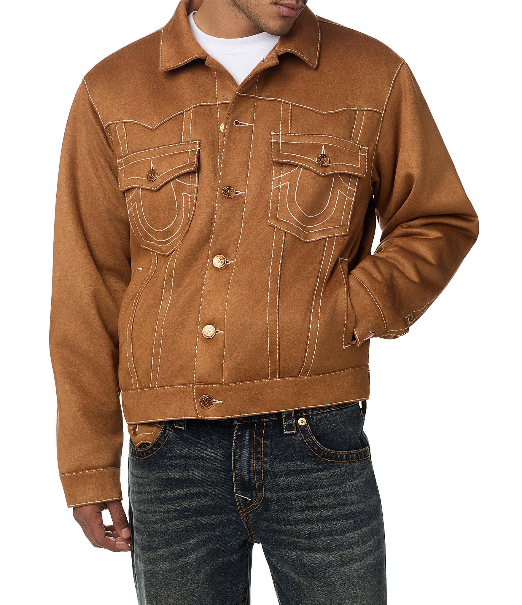 True Religion Jimmy Ultrasuede Big-T Oversized Jacket