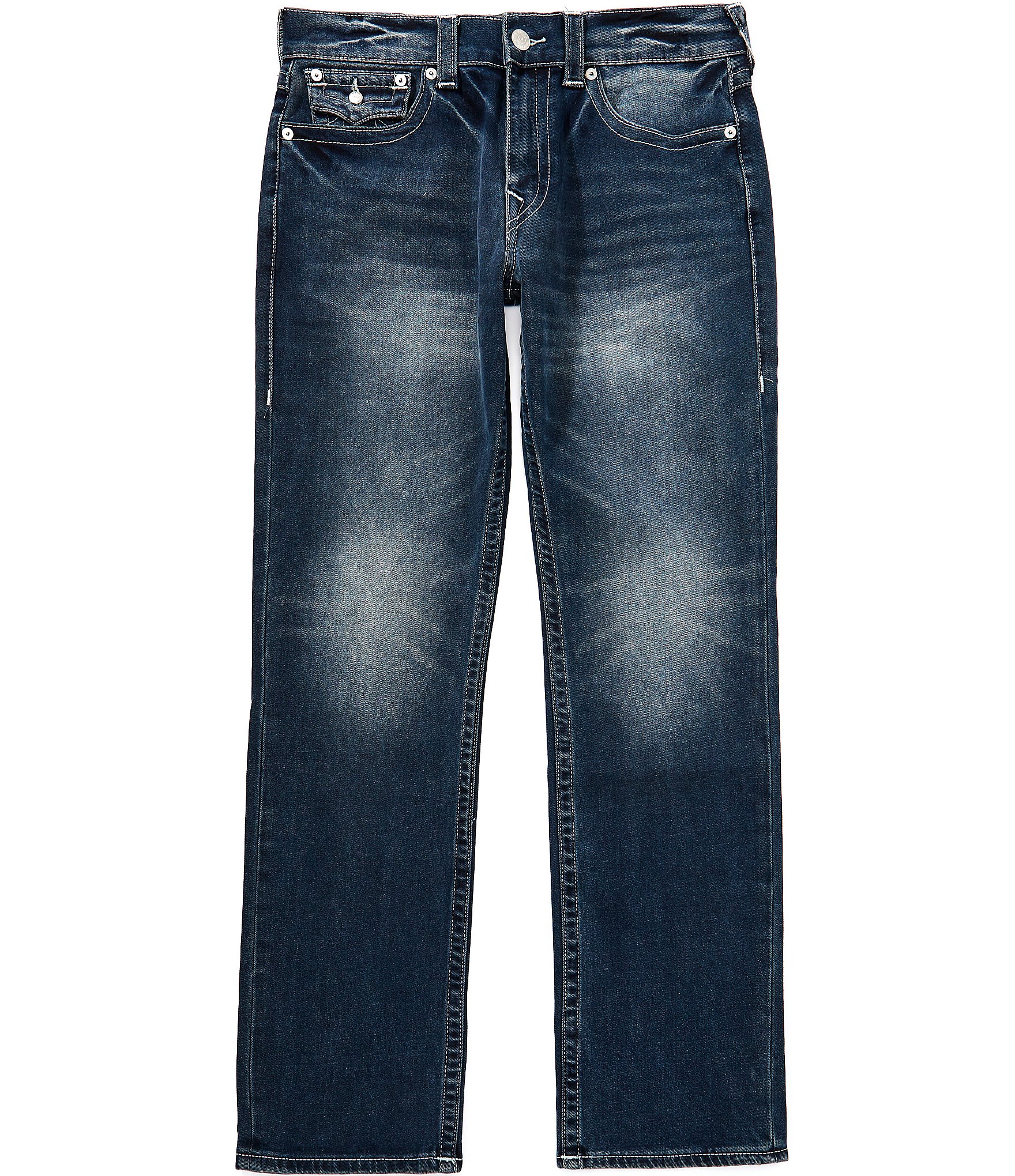 True Religion Ricky Embroidered Horseshoe Pocket Straight Fit Jeans