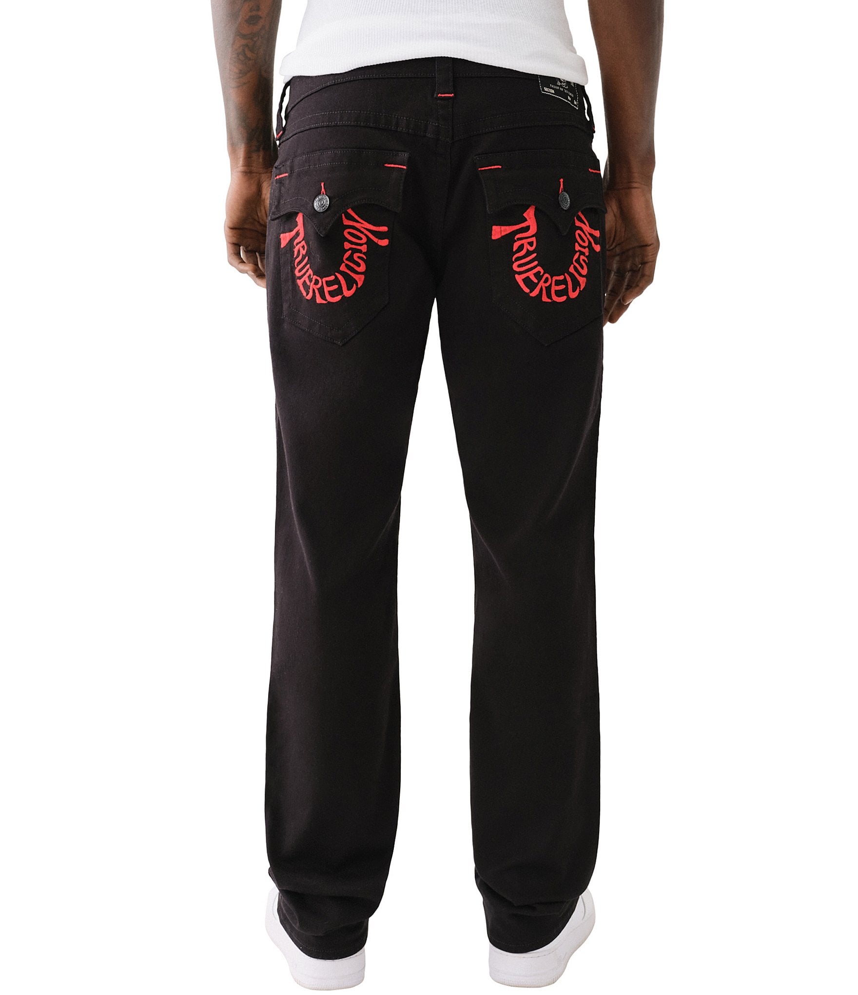 True religion deals red straight leg jeans