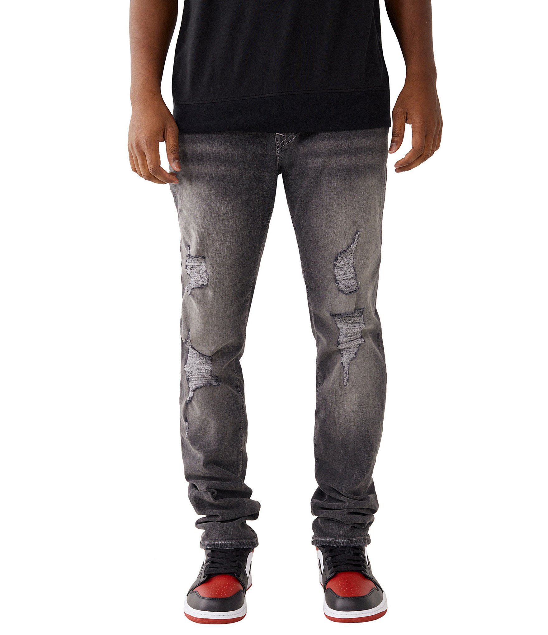 True Religion Regular Fit Rocco Faded Grey Wash Skinny Leg Jeans | Dillard's