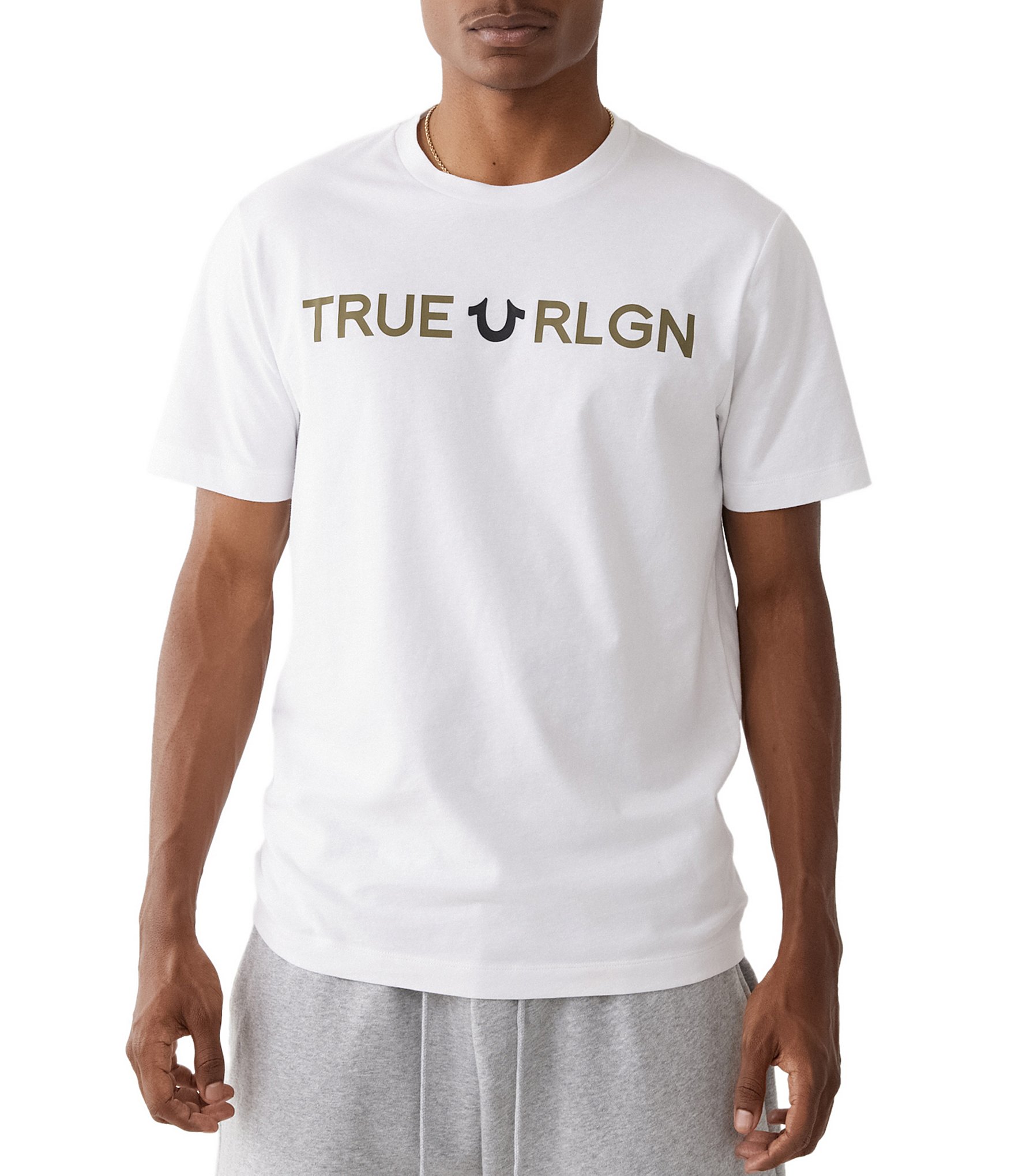 True religion white sales and gold shirt