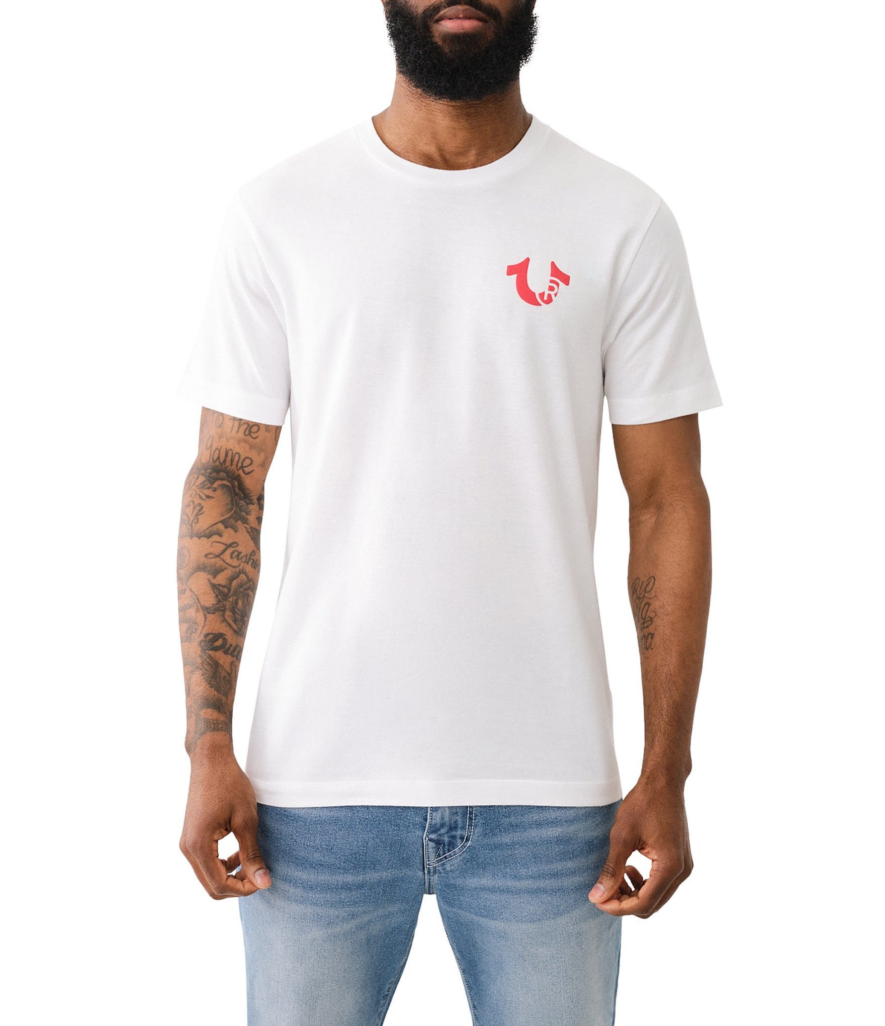 True Religion Short Sleeve Horseshoe Flag Printed Graphic T-Shirt