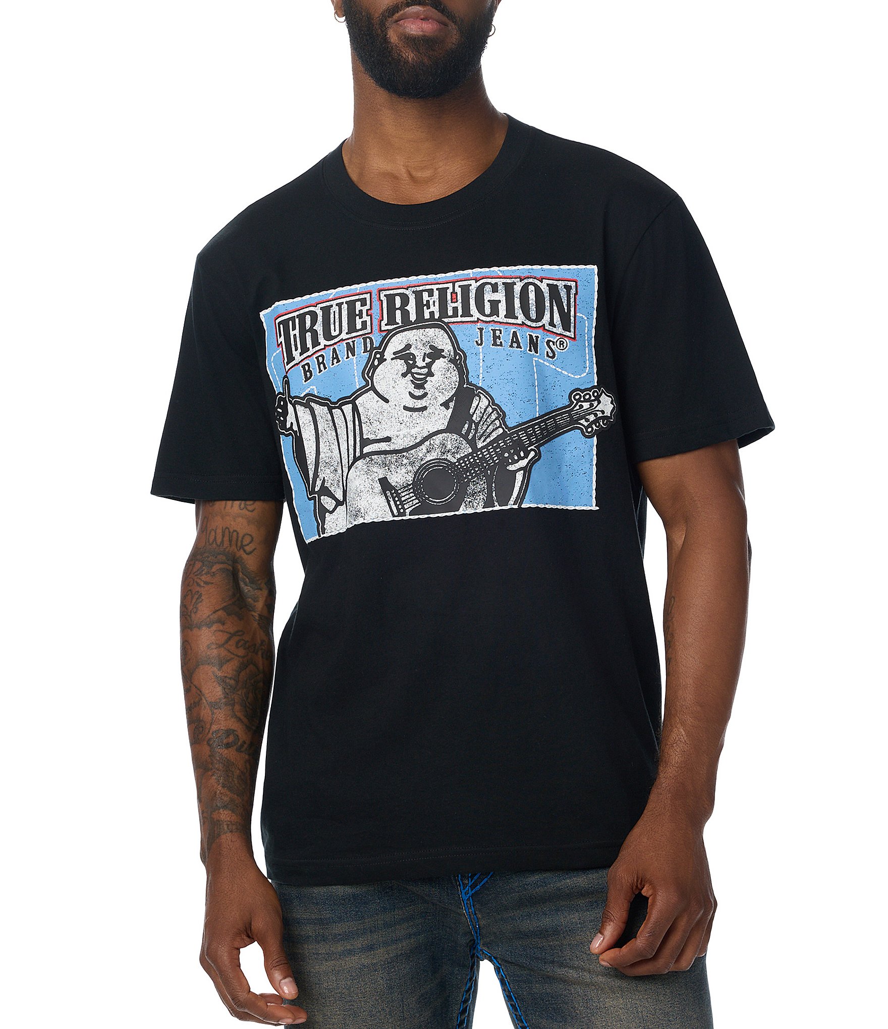 True Religion Stitched Blocked Buddha Short Sleeve T-Shirt
