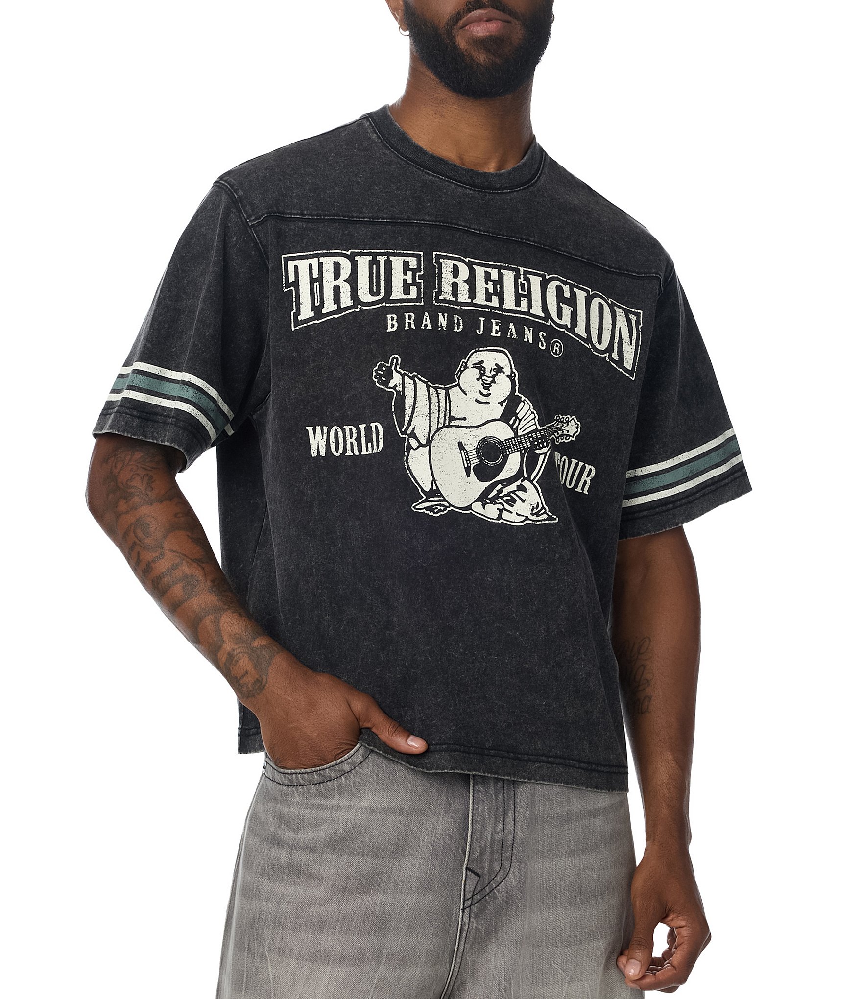 True Religion Washed World Short Sleeve Heavyweight Boxy T-Shirt