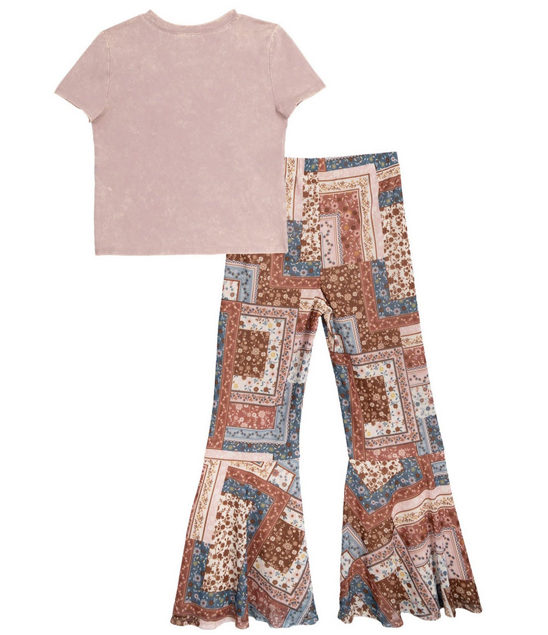 Tween Diva Big Girls Short-Sleeve Free Spirt T-Shirt & Printed Palazzo Pant Set