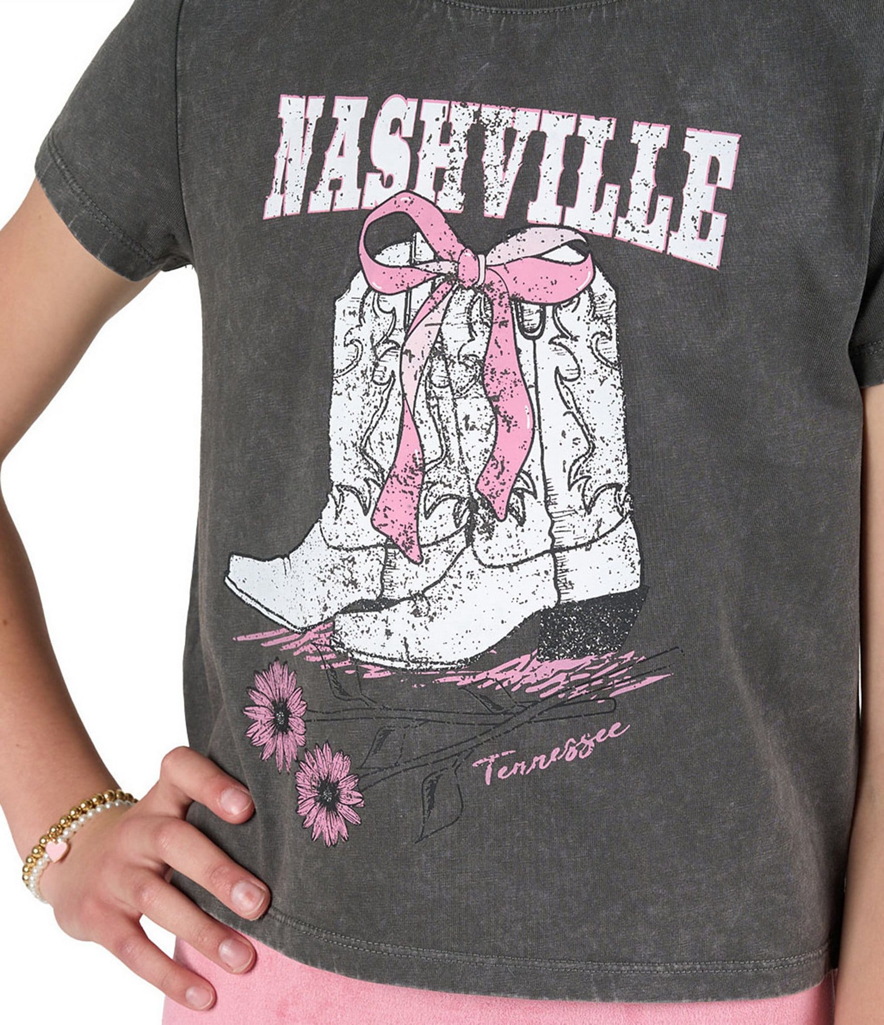 Tween Diva Big Girls Short Sleeve Nashville Graphic T-Shirt & Fringe-Trimmed Faux-Suede Skort Set