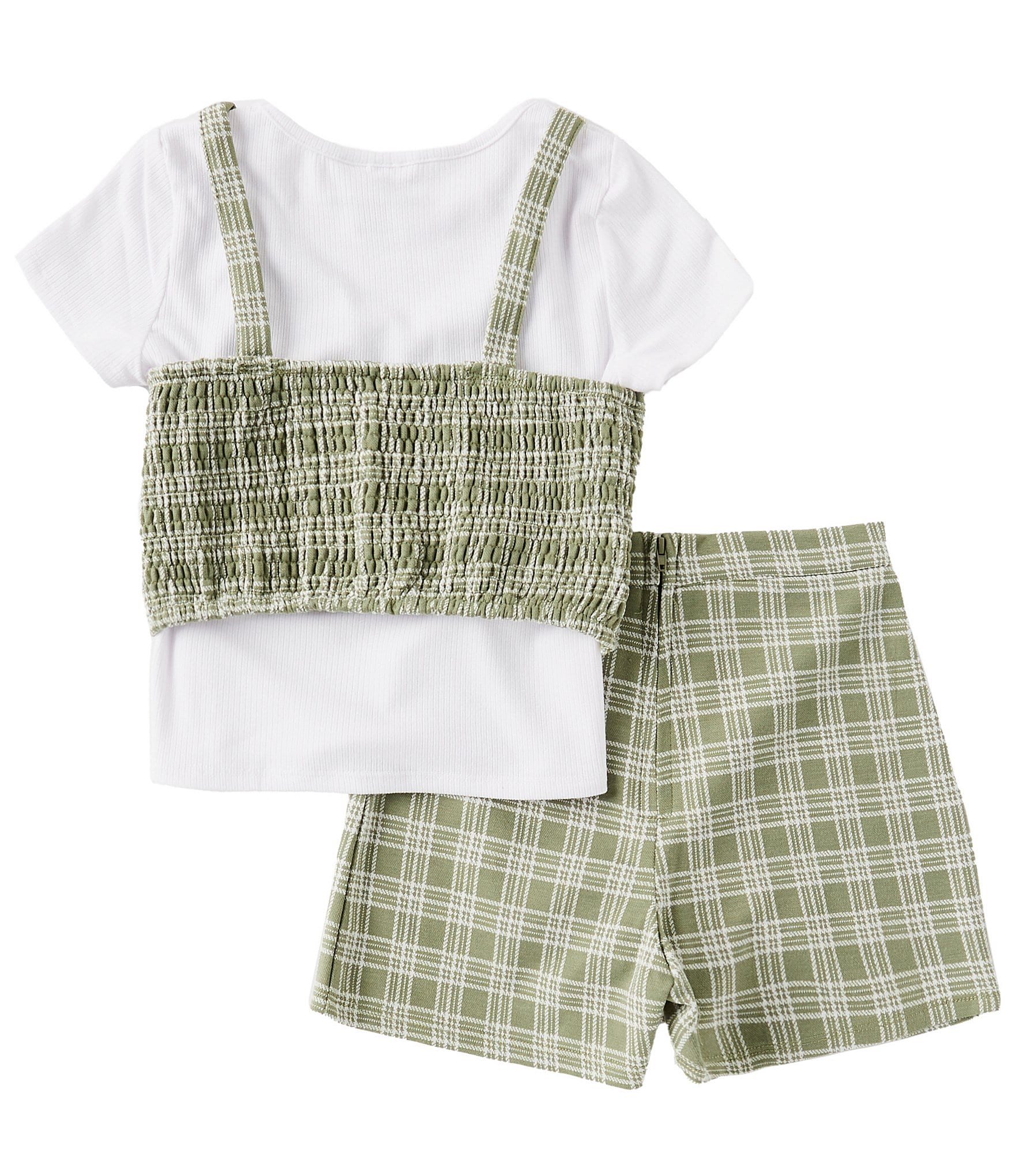 Tween Diva Big Girls 7-16 Sleeveless Plaid Tank Top & Matching Plaid Skirt & Solid Short-Sleeve T-Shirt Set